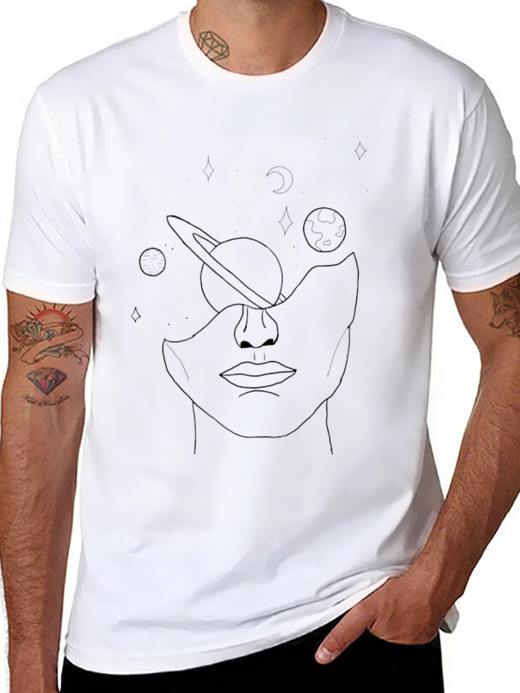 Abstract Space Face Graphic Tee