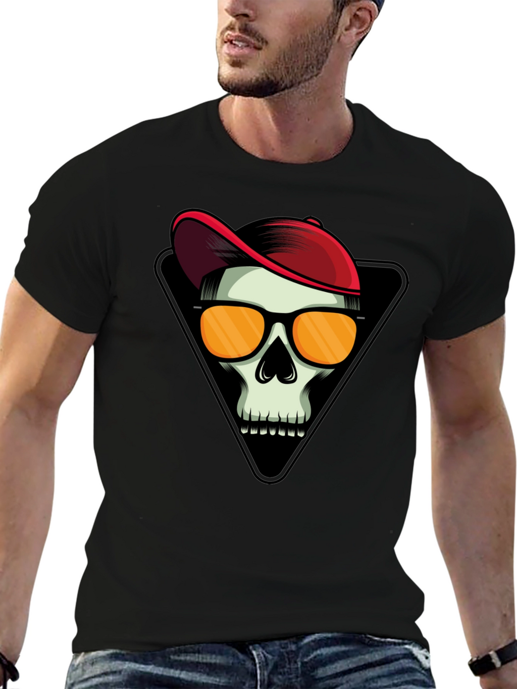 Skull with Cap Graphic T-Shirt