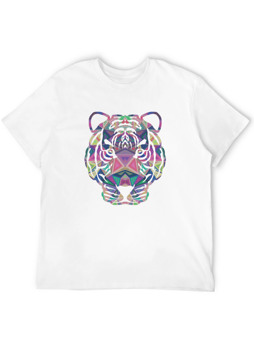 Geometric Tiger Graphic Tee - Stylish Mens Black T-Shirt