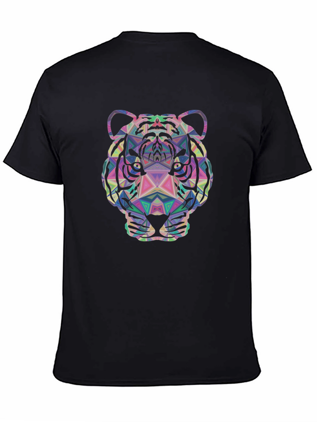 Geometric Tiger Graphic Tee - Stylish Mens Black T-Shirt