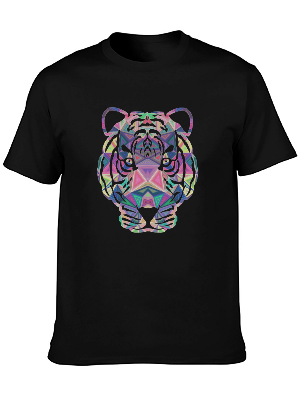 Geometric Tiger Graphic Tee - Stylish Mens Black T-Shirt