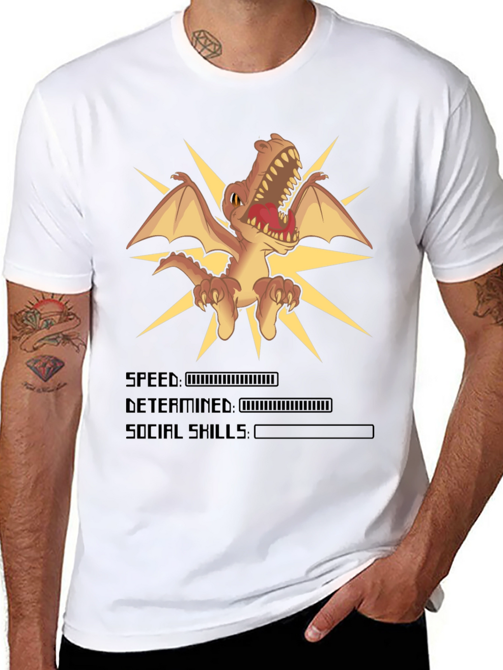 Dino Stats Black Graphic T-Shirt