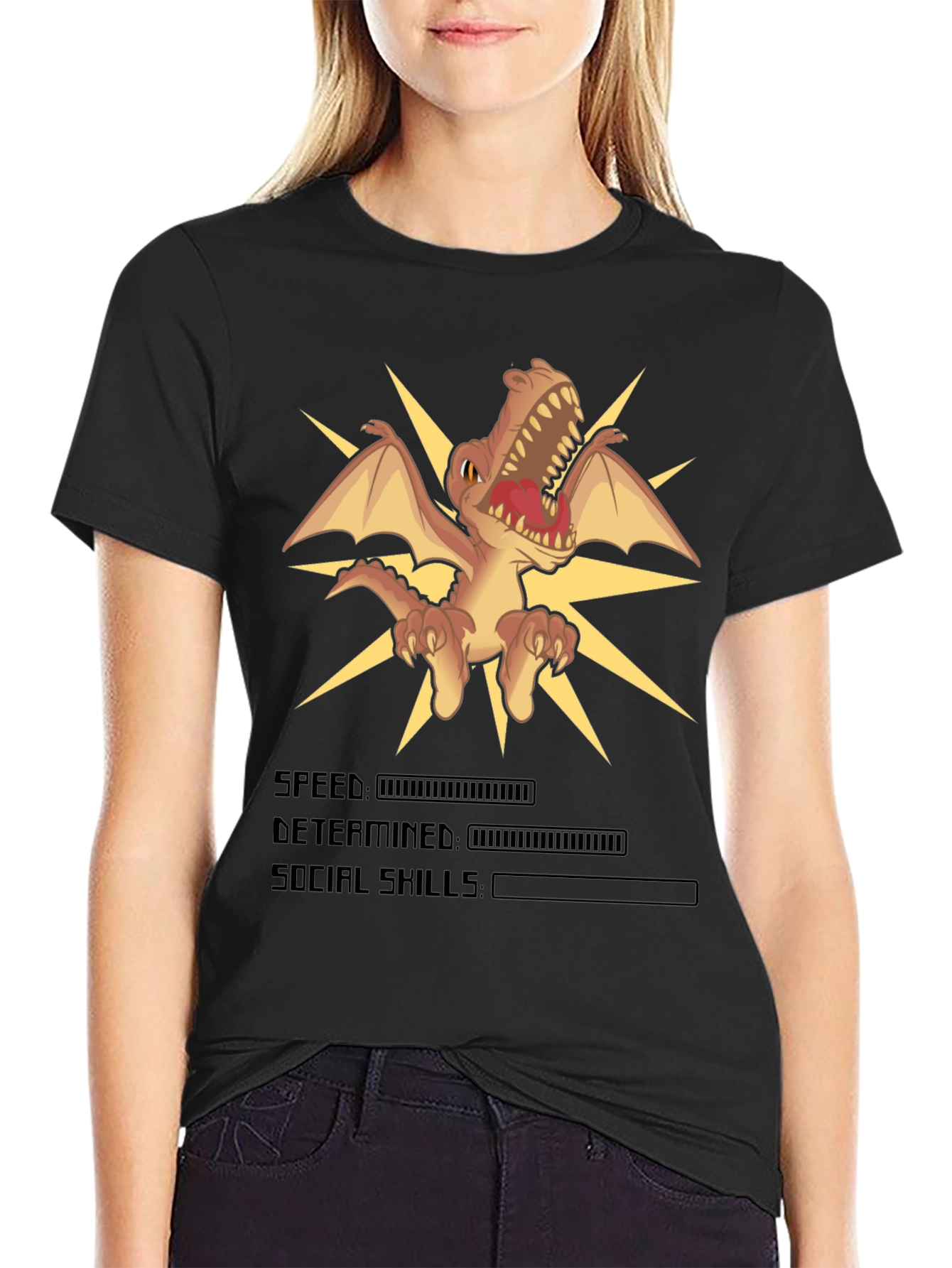 Dino Stats Black Graphic T-Shirt
