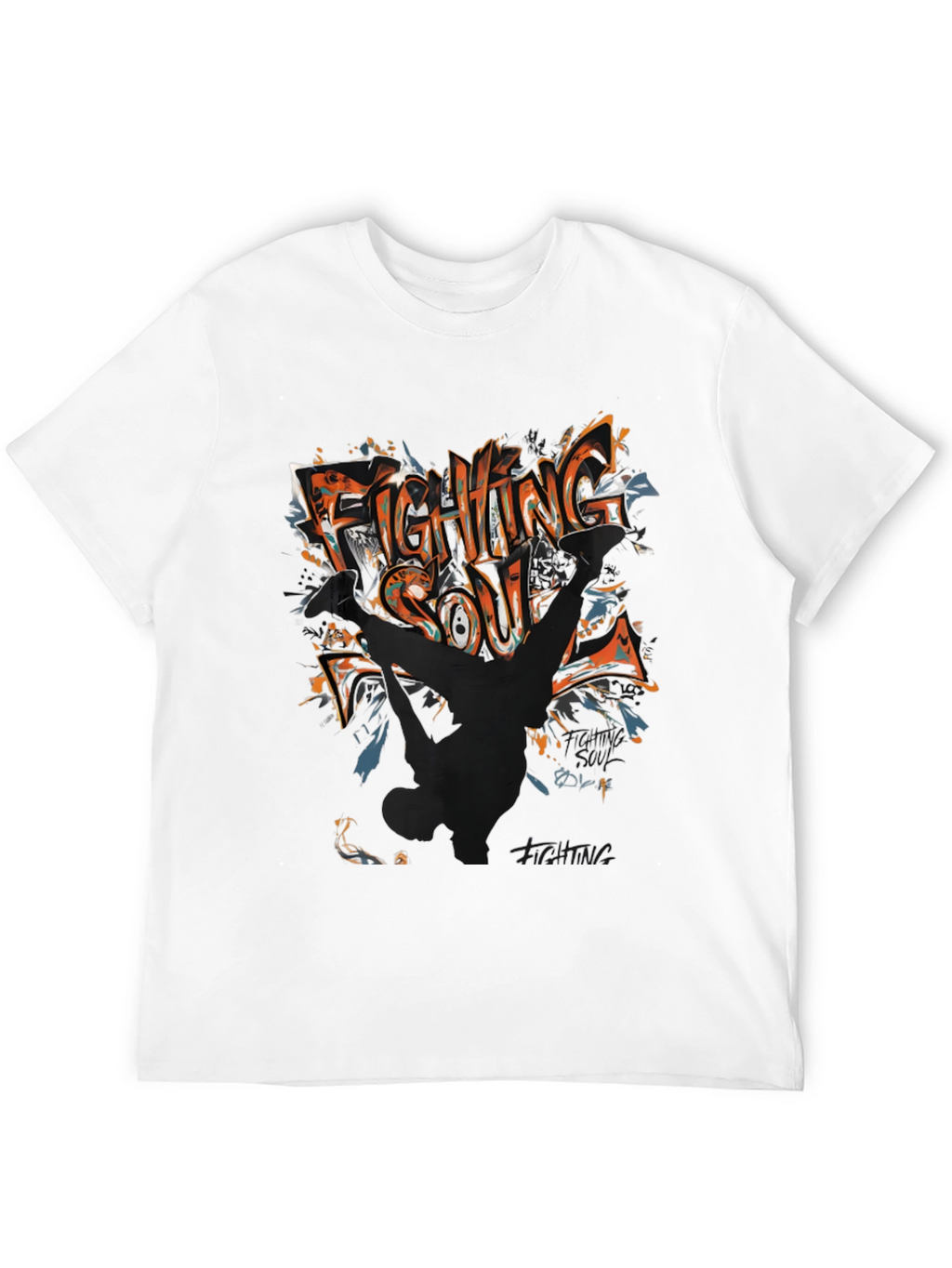 Fighting Soul Graphic Print Black T-Shirt