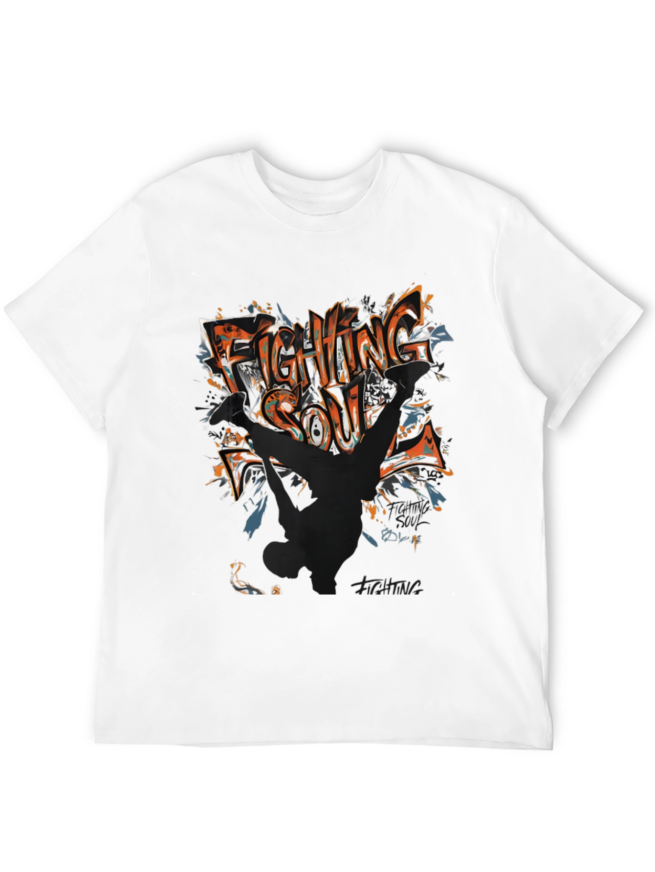 Fighting Soul Graphic Print Black T-Shirt
