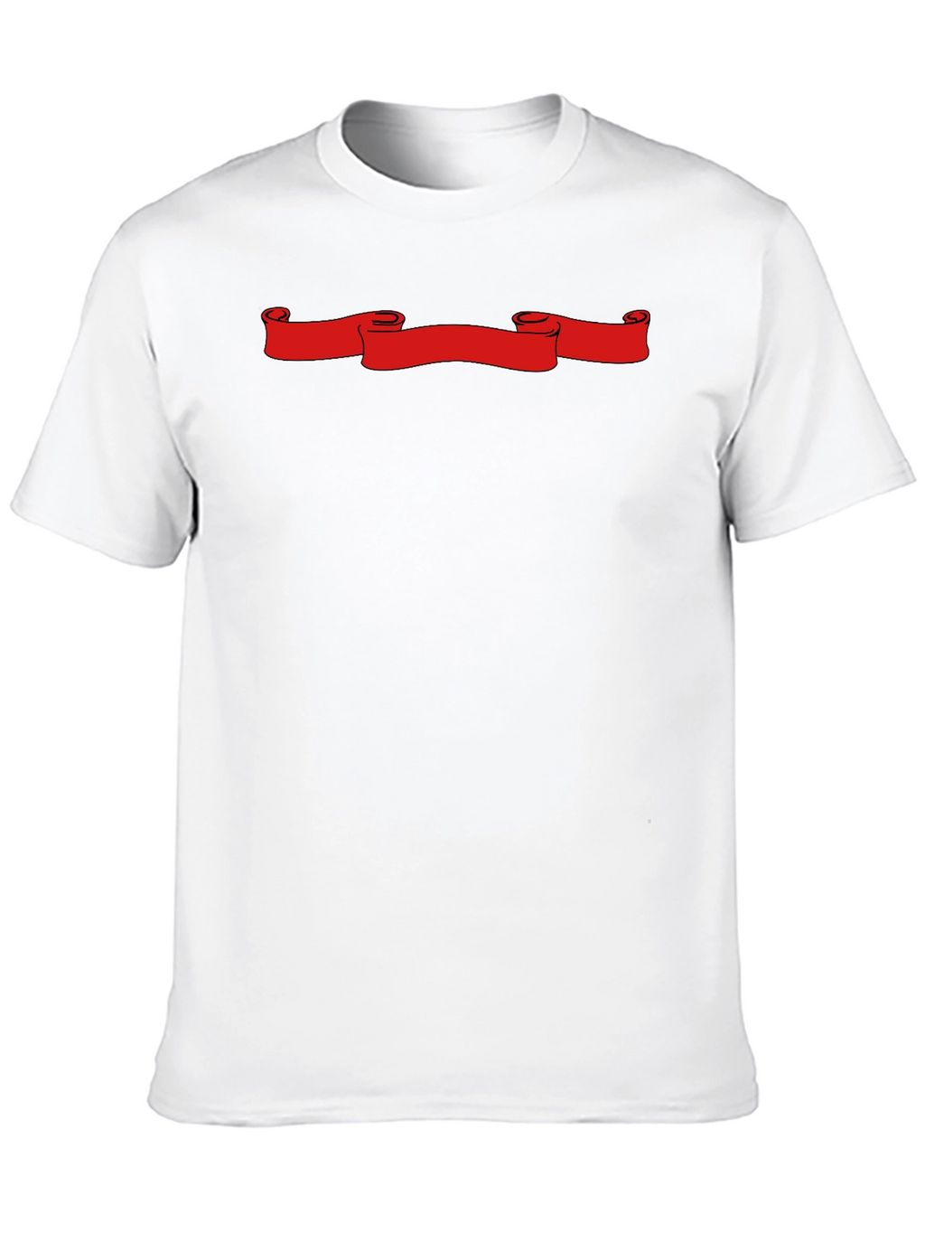 Black T-Shirt with Red Scroll Graphic