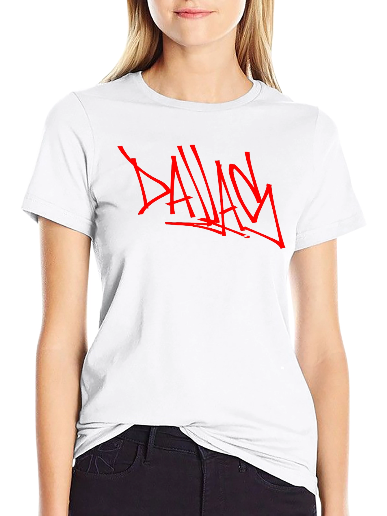 Mens Black T-Shirt with Bold Red Graffiti Design