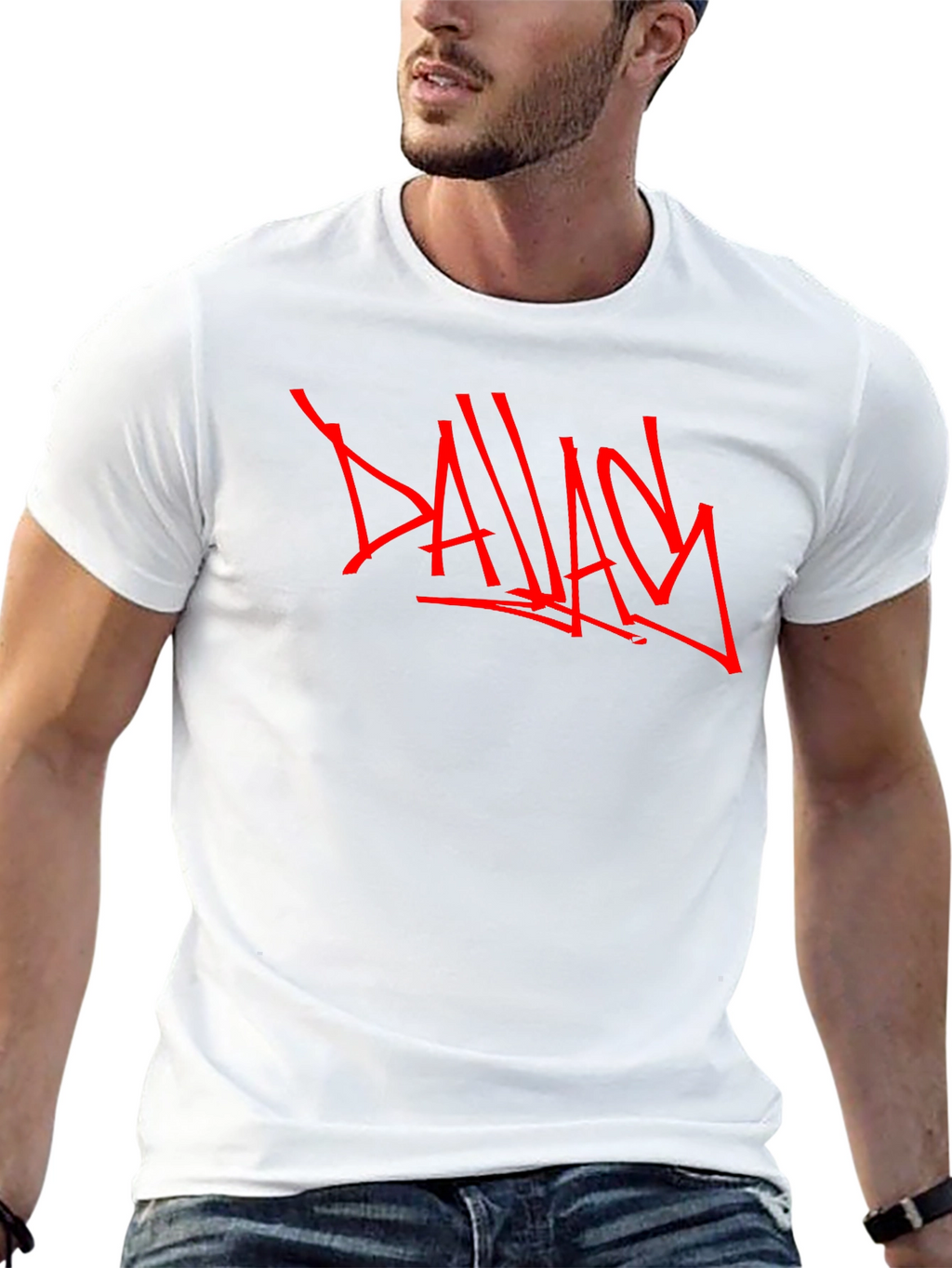 Mens Black T-Shirt with Bold Red Graffiti Design