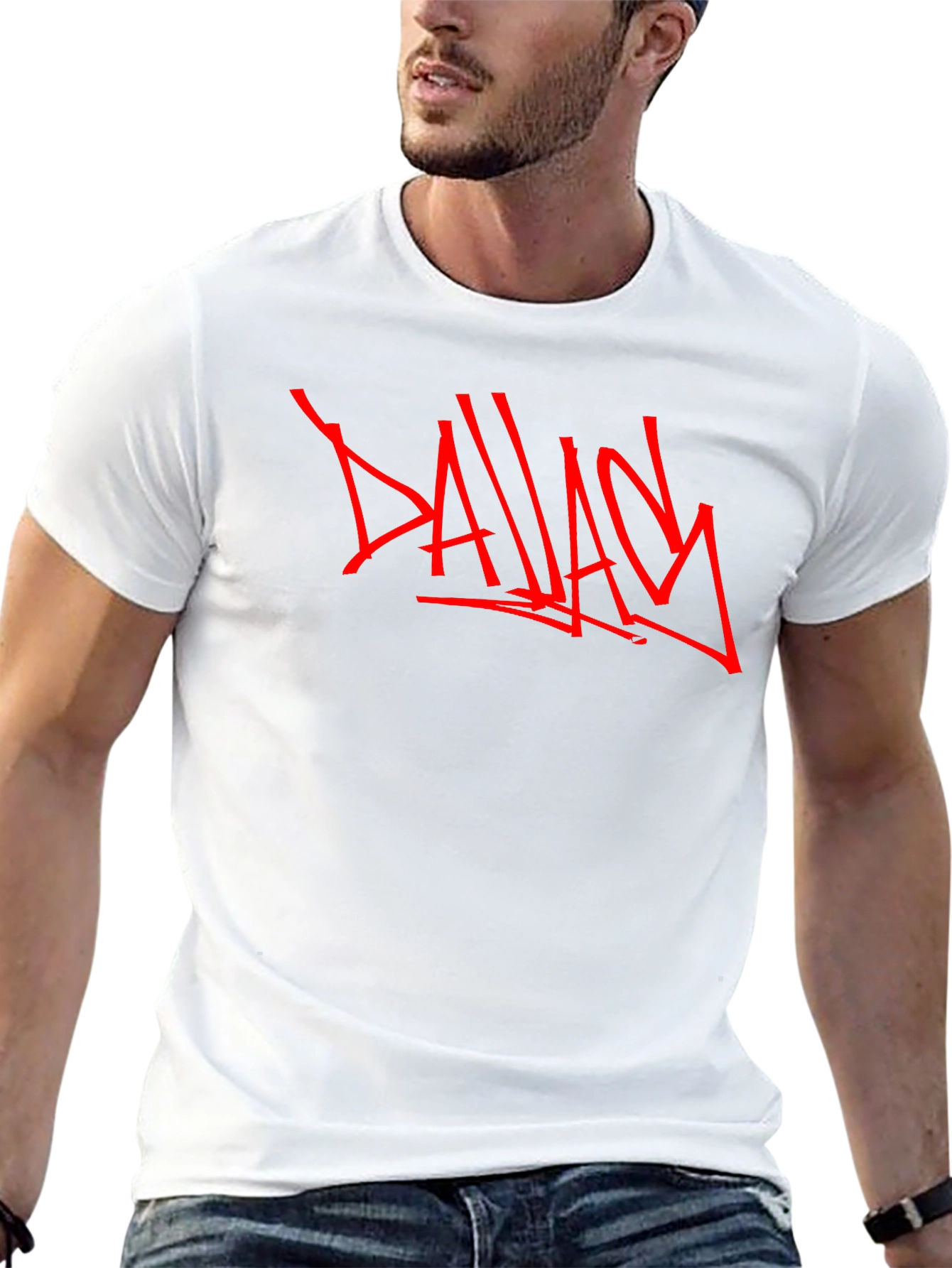 Mens Black T-Shirt with Bold Red Graffiti Design
