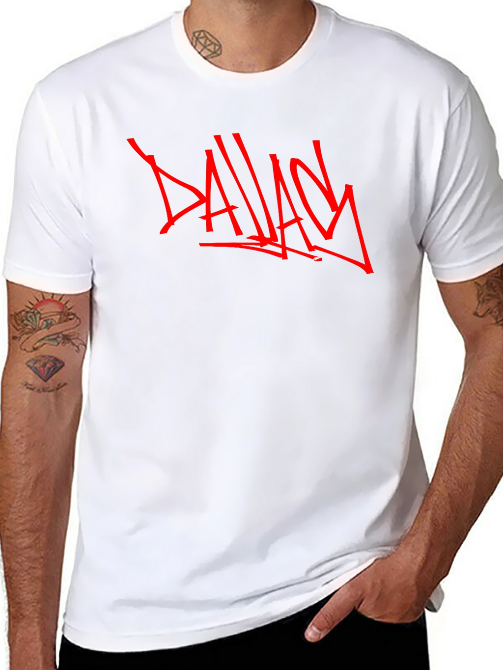 Mens Black T-Shirt with Bold Red Graffiti Design