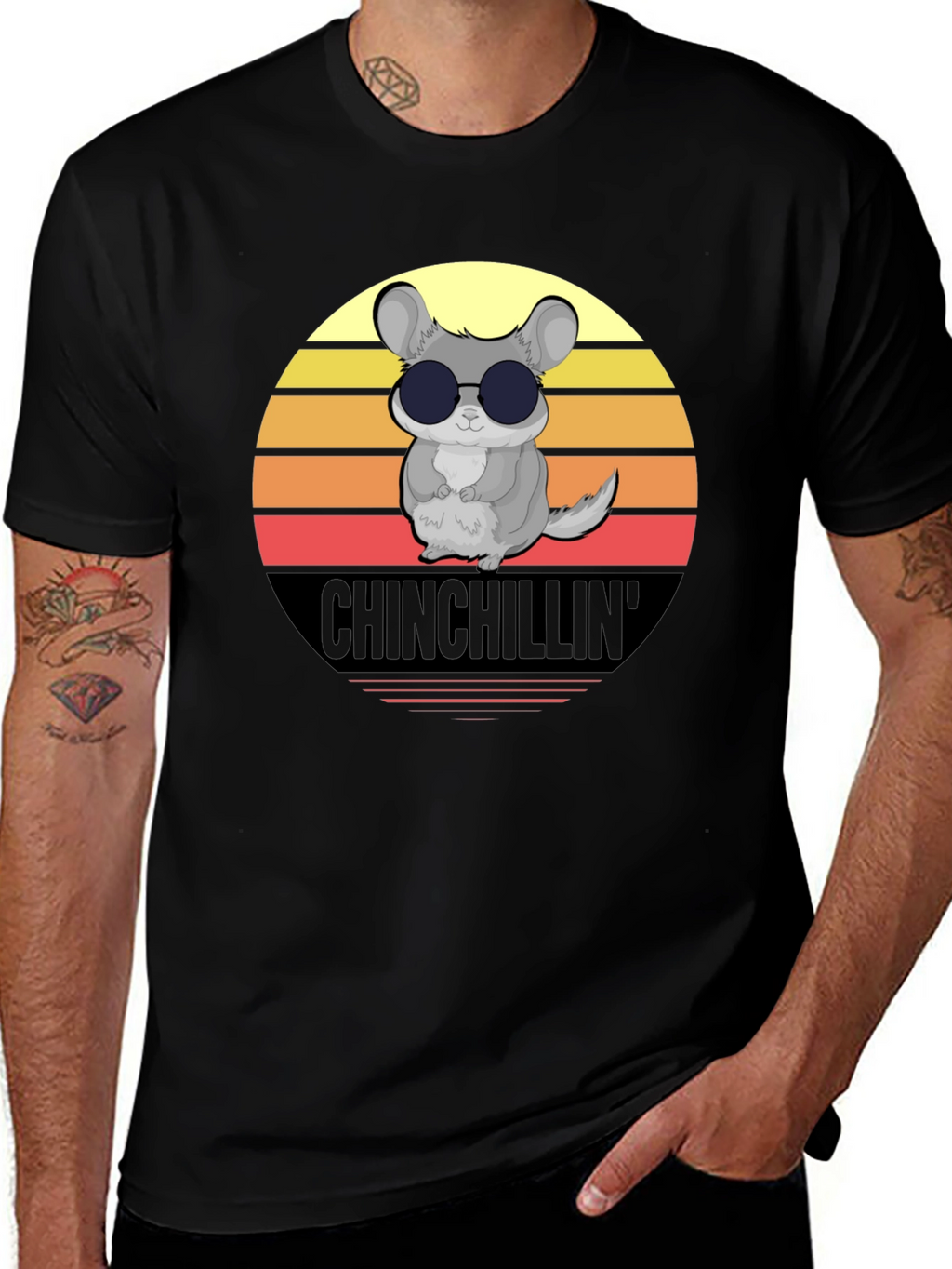 Chinchillin T-Shirt - Retro Sunset Graphic