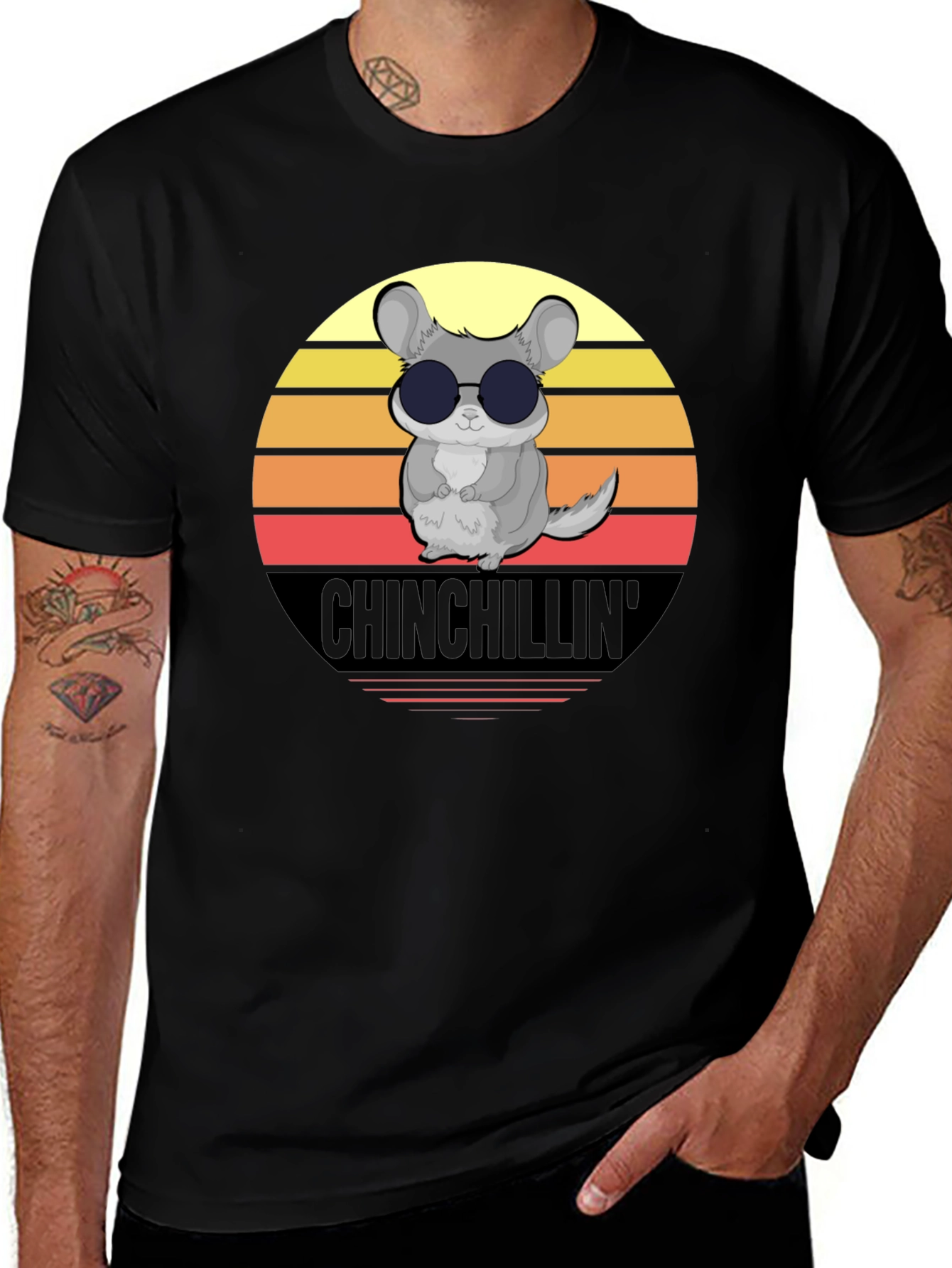 Chinchillin T-Shirt - Retro Sunset Graphic