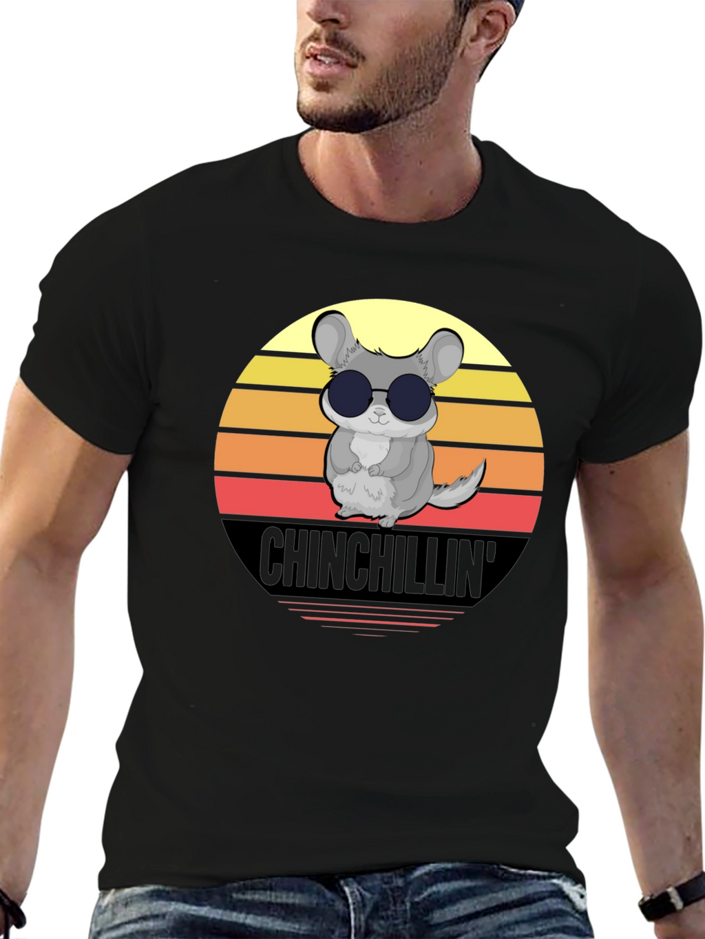 Chinchillin T-Shirt - Retro Sunset Graphic