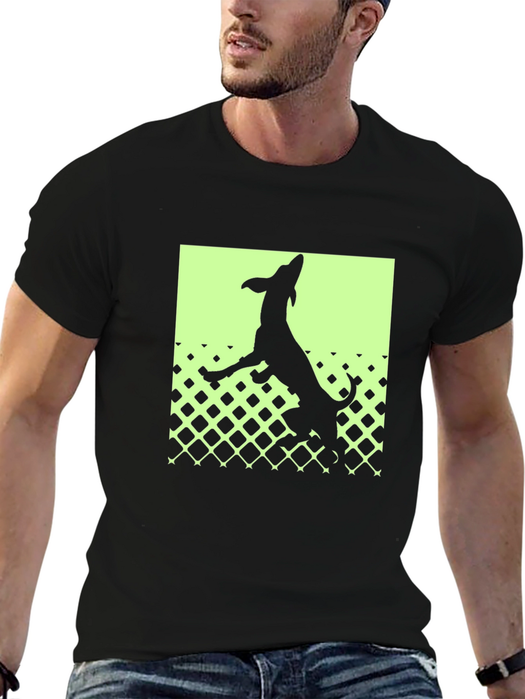 Dog Silhouette Graphic Tee - Mens Black T-Shirt