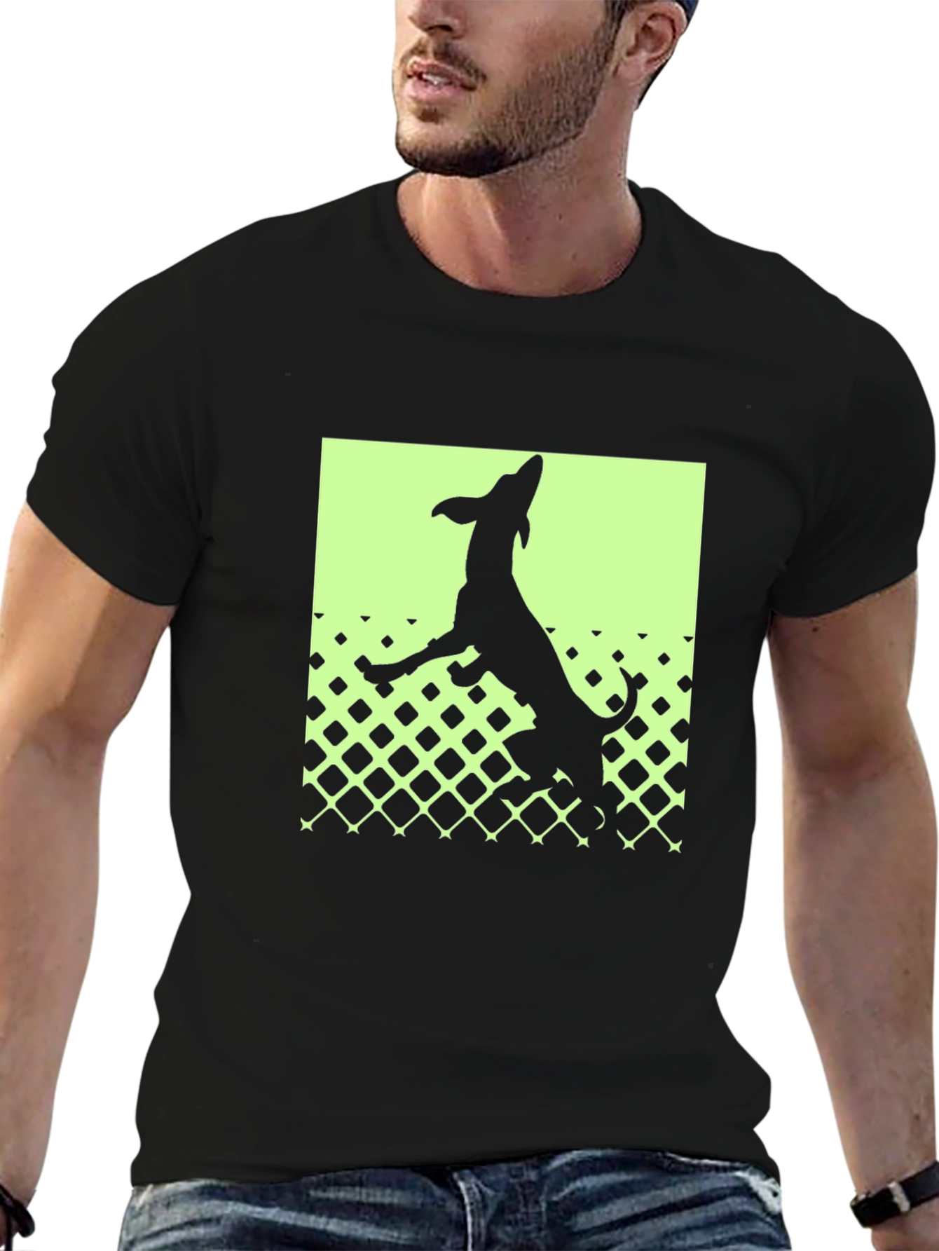 Dog Silhouette Graphic Tee - Mens Black T-Shirt
