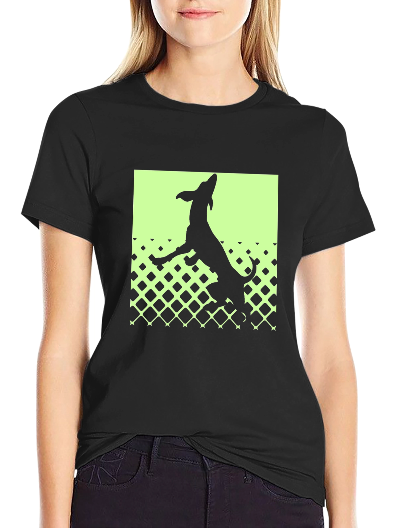 Dog Silhouette Graphic Tee - Mens Black T-Shirt