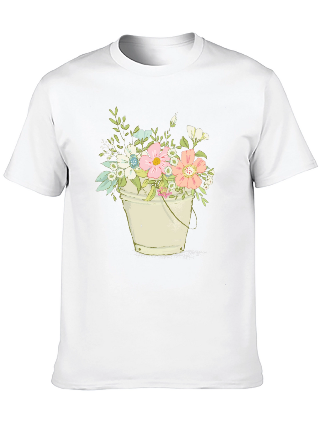 Floral Bucket T-Shirt - Black Graphic Tee
