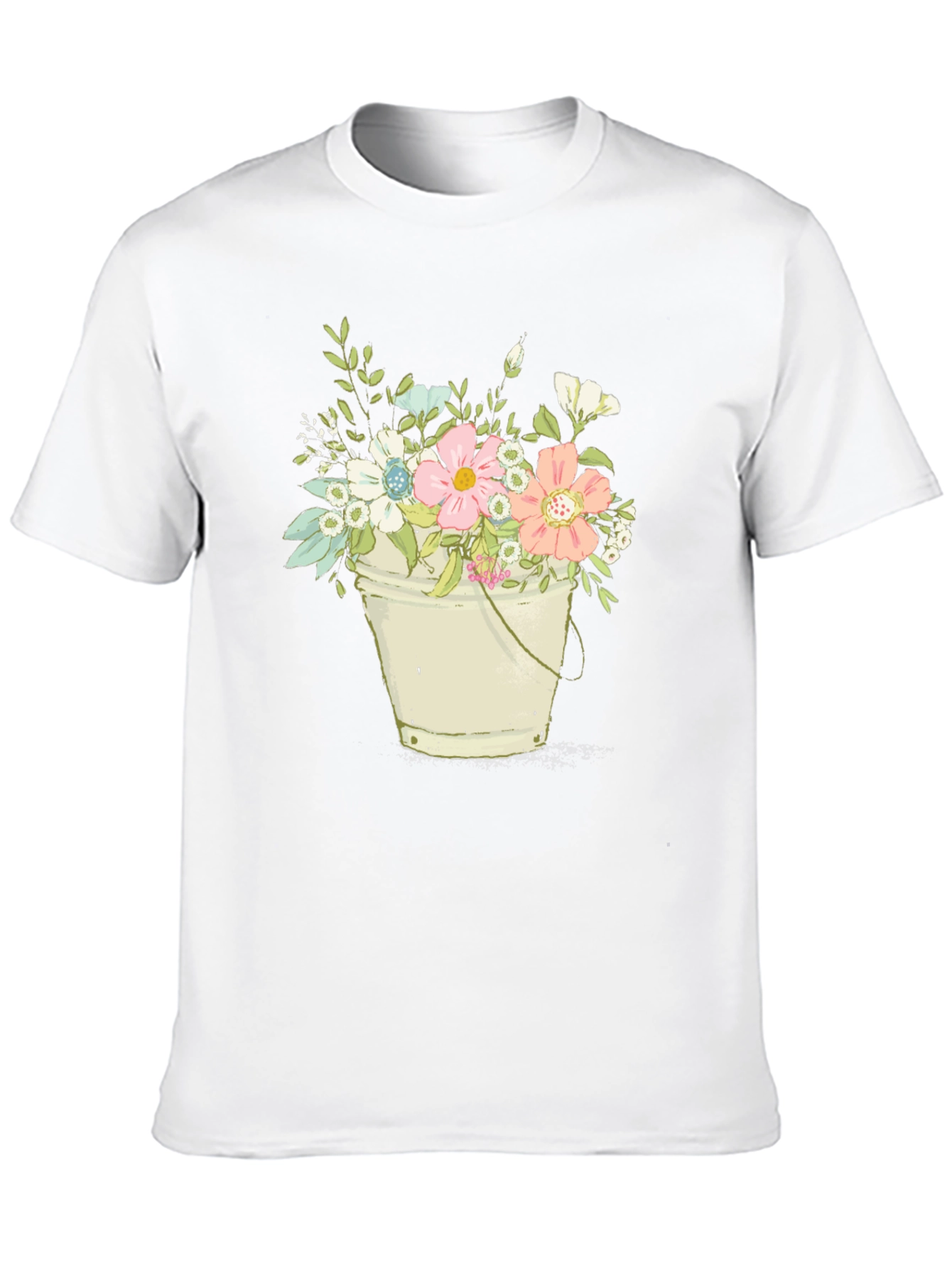 Floral Bucket T-Shirt - Black Graphic Tee
