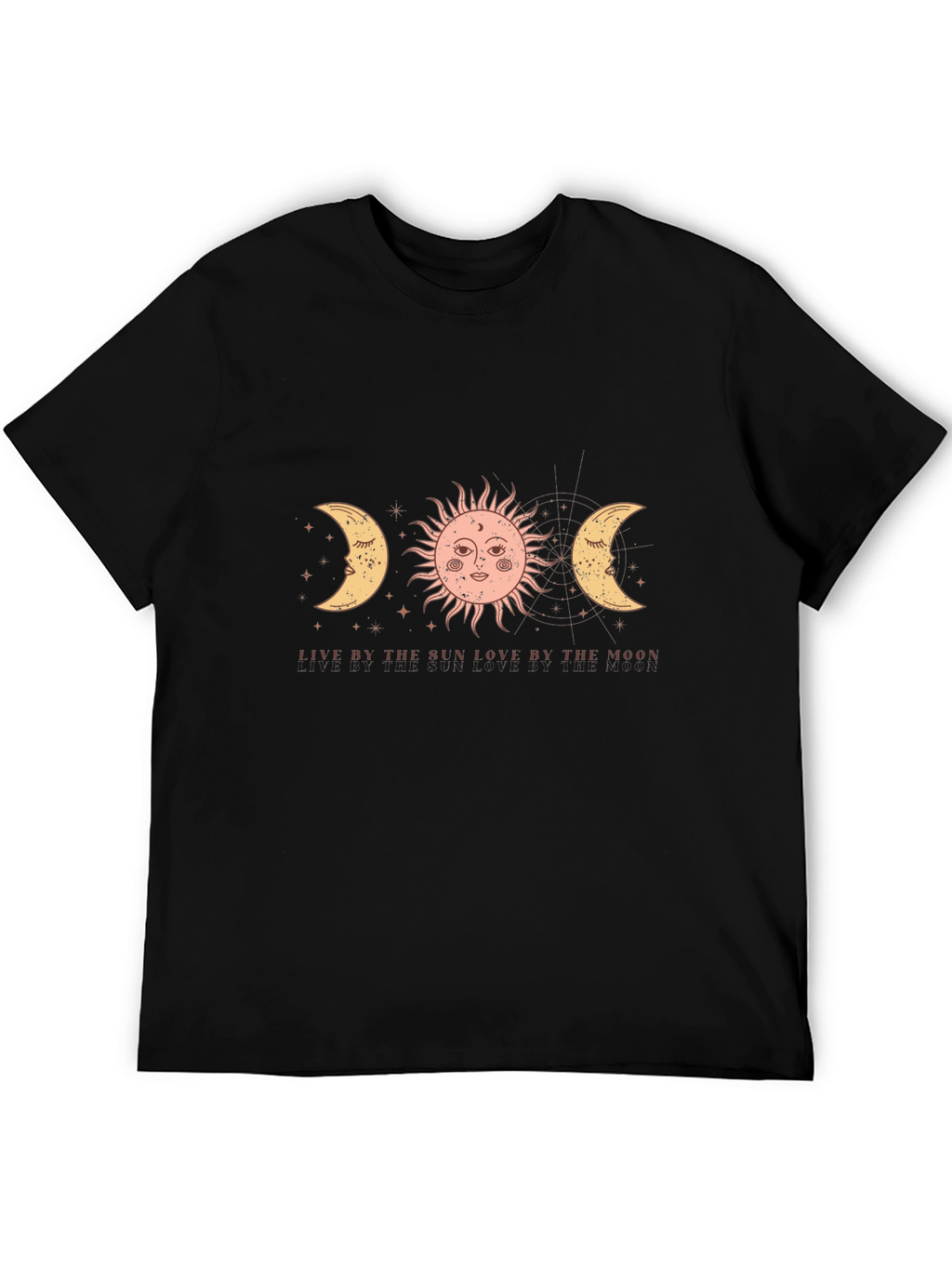 Celestial Sun & Moon Graphic T-Shirt - Black