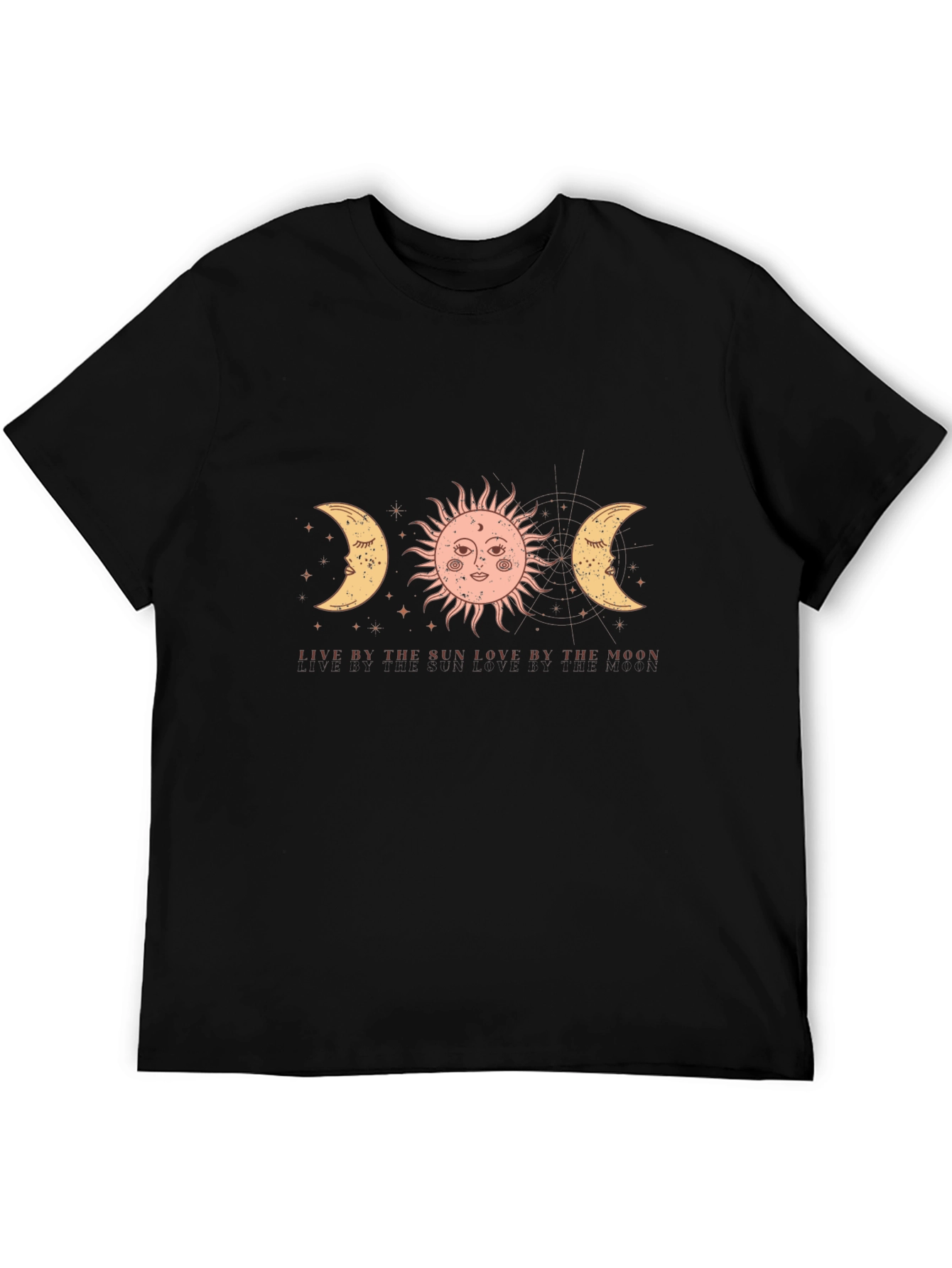 Celestial Sun & Moon Graphic T-Shirt - Black