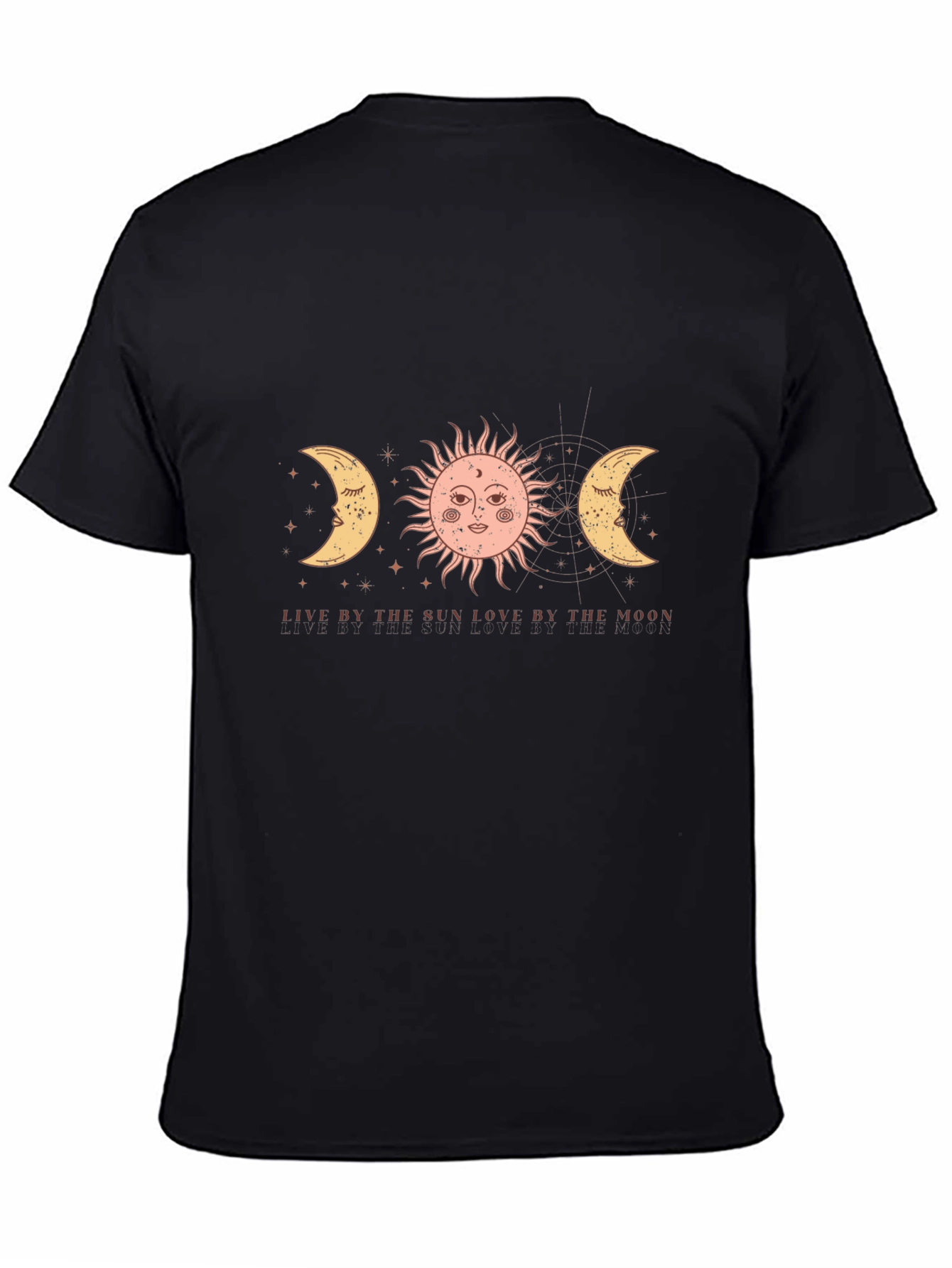 Celestial Sun & Moon Graphic T-Shirt - Black