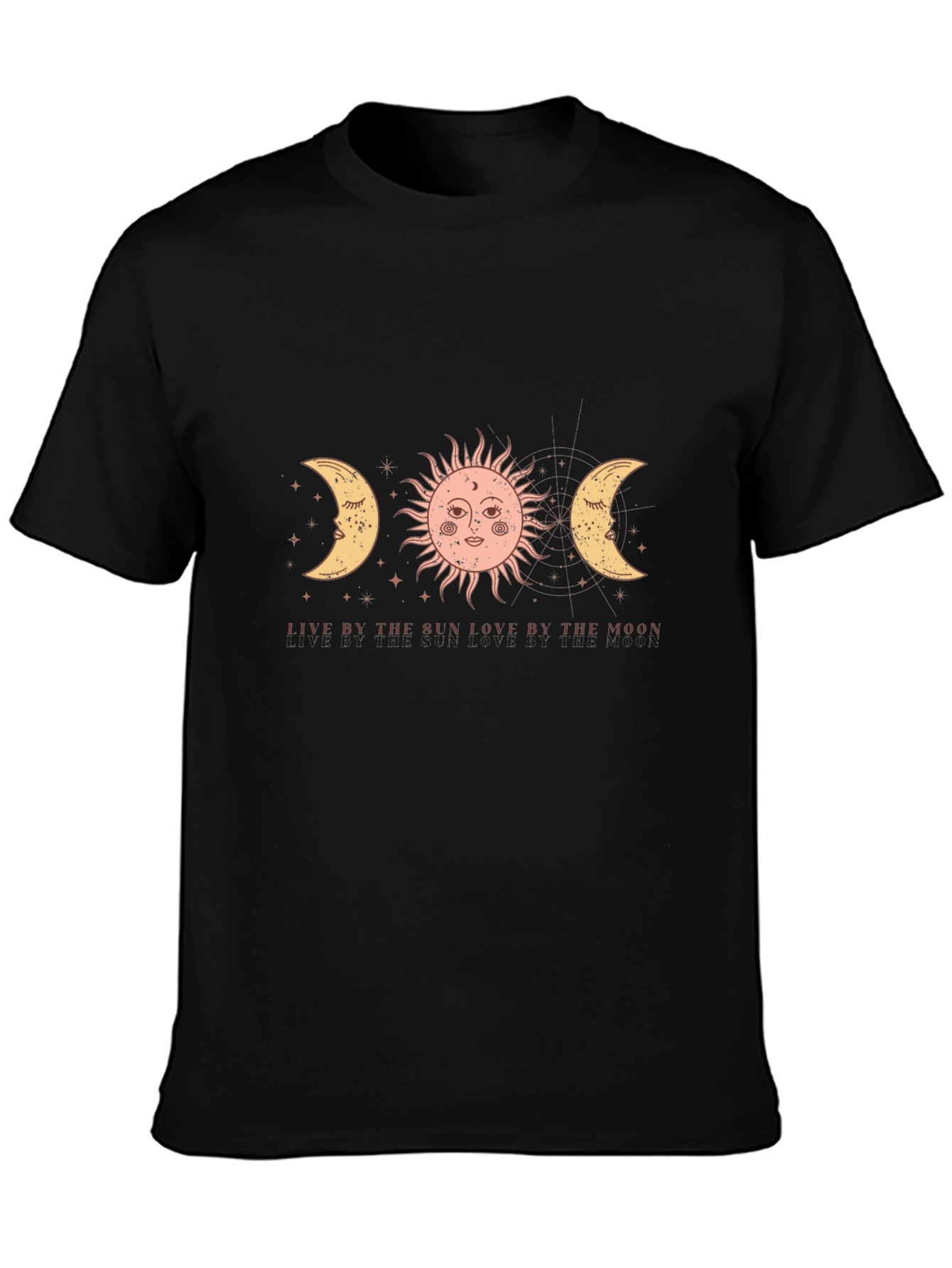 Celestial Sun & Moon Graphic T-Shirt - Black
