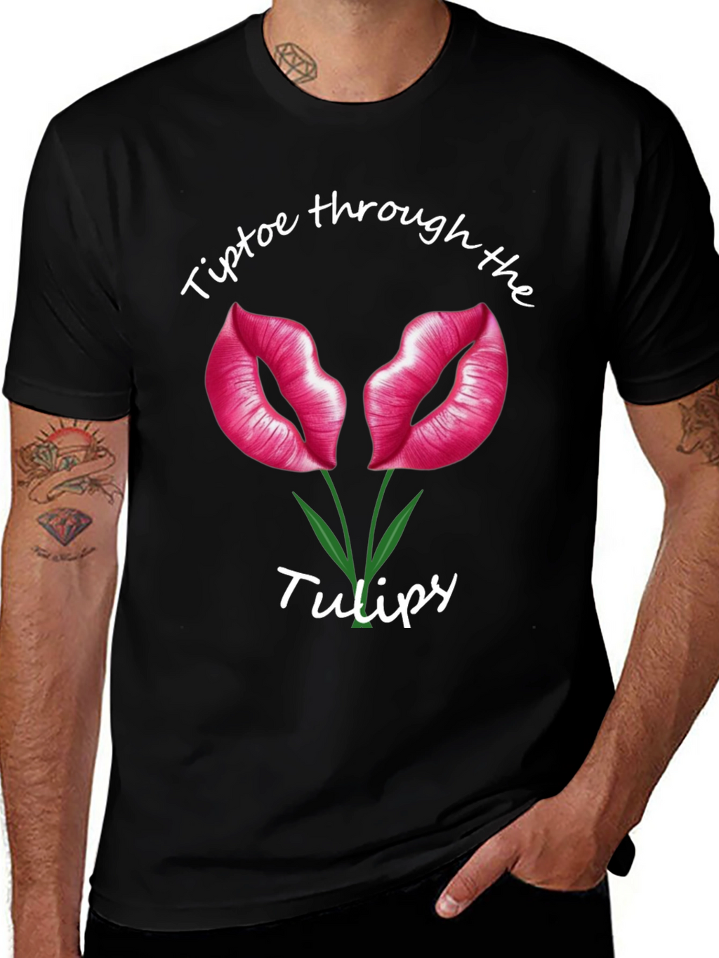 Tiptoe Through the Tulips Black T-Shirt