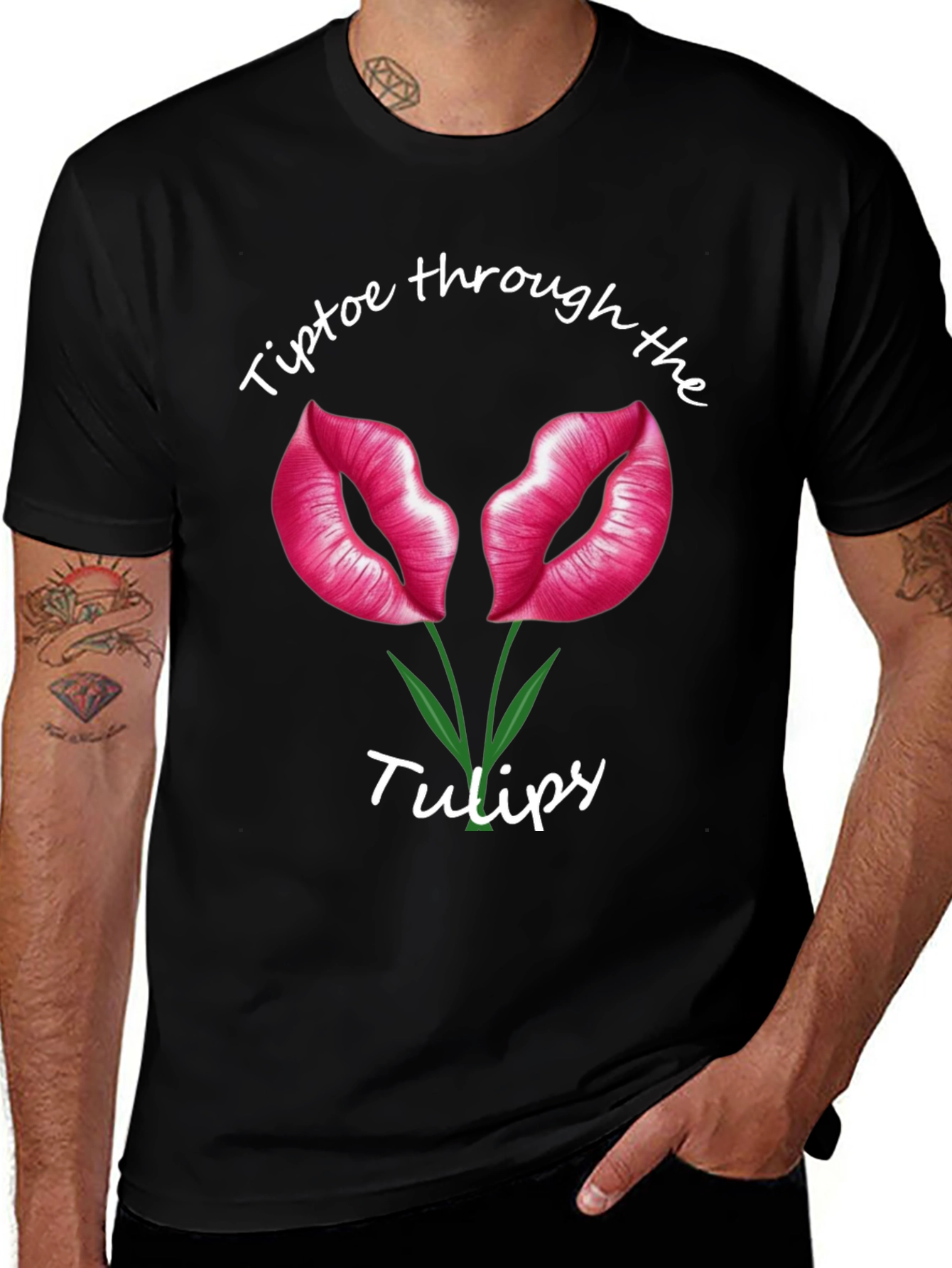 Tiptoe Through the Tulips Black T-Shirt