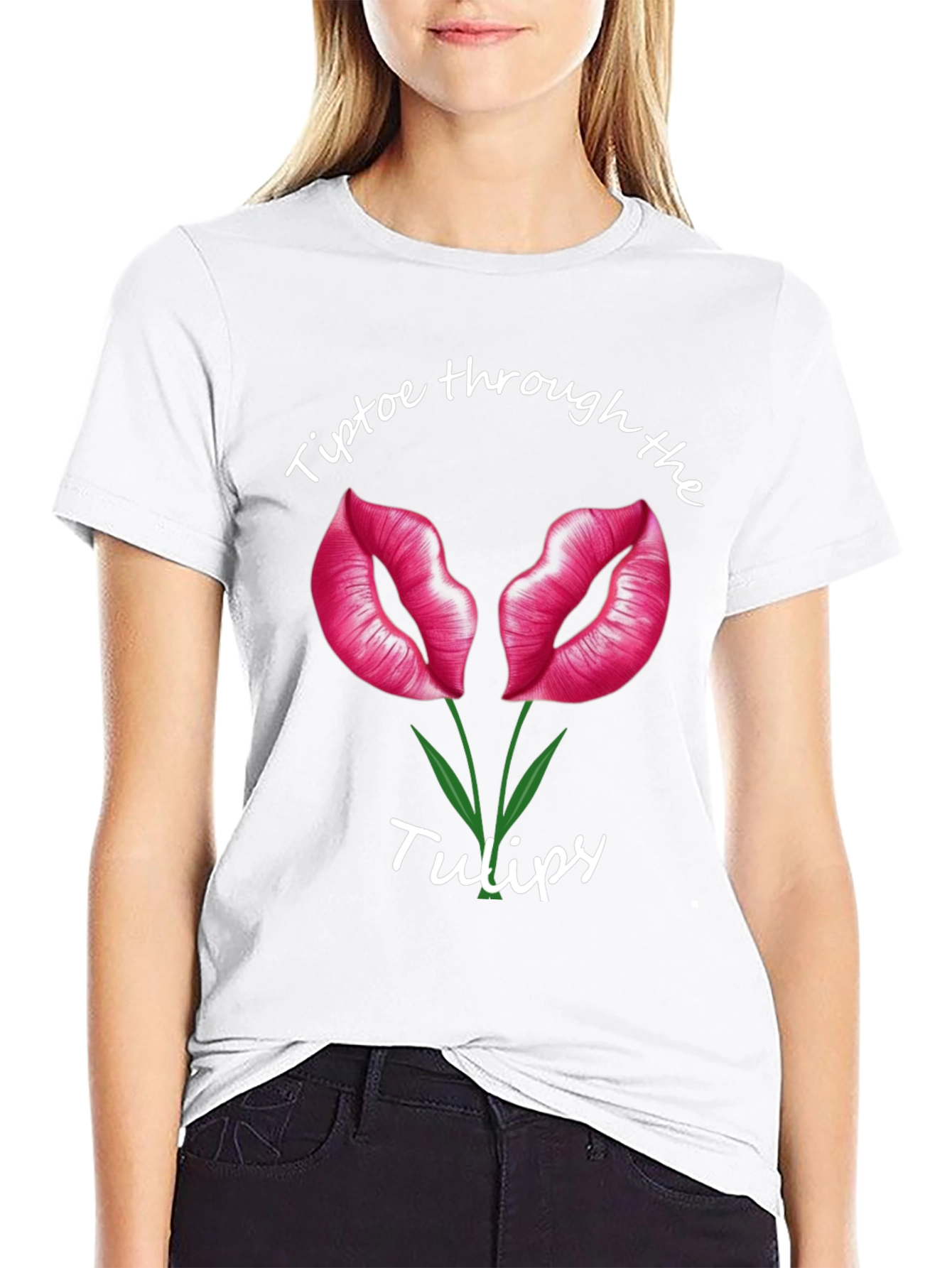 Tiptoe Through the Tulips Black T-Shirt