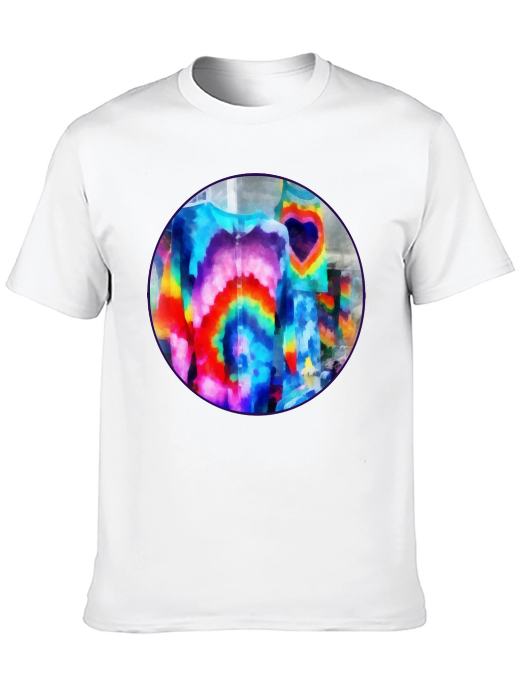 Vibrant Tie-Dye Graphic Tee - Bold Black Cotton T-Shirt