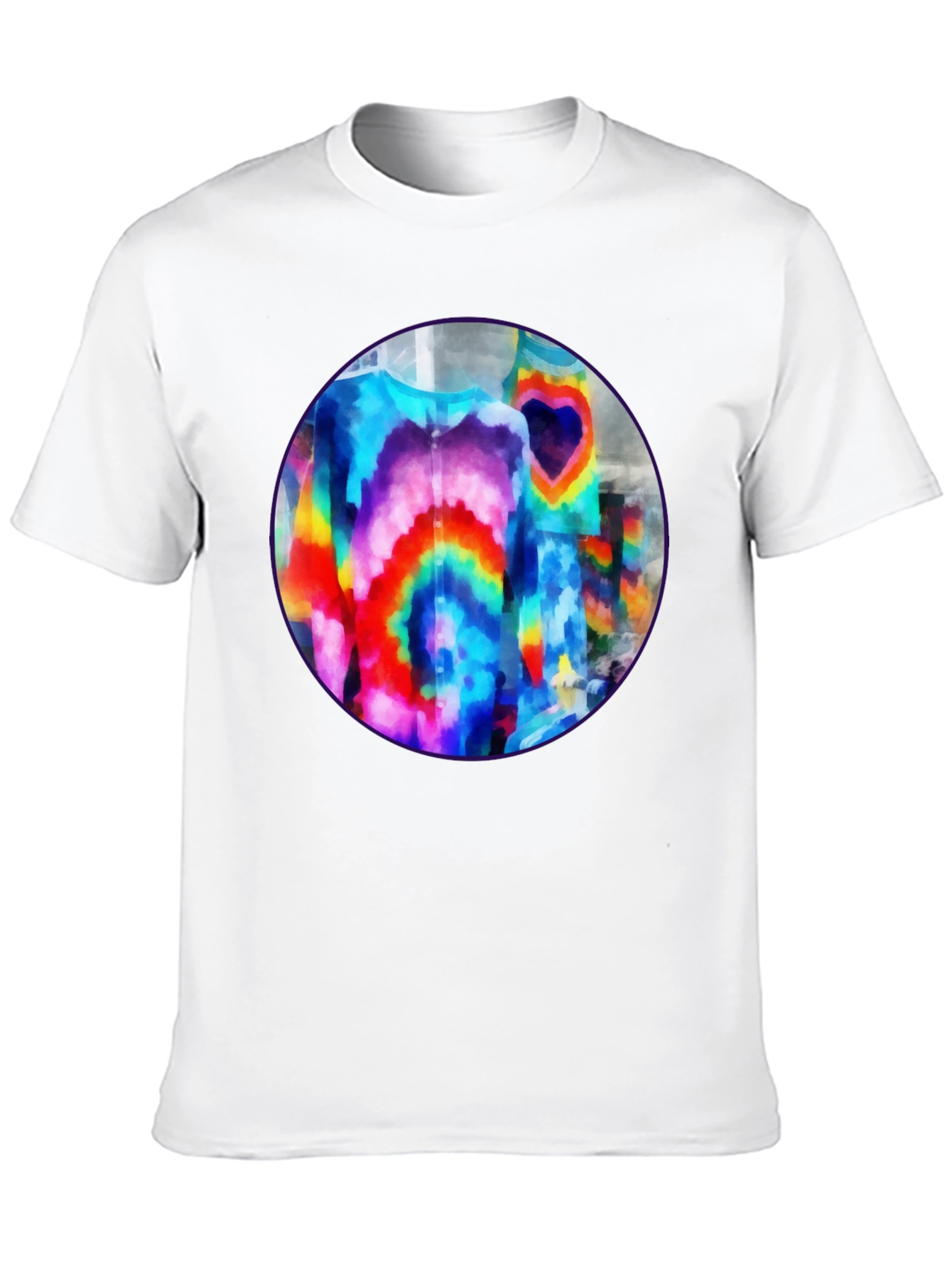 Vibrant Tie-Dye Graphic Tee - Bold Black Cotton T-Shirt