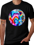 Vibrant Tie-Dye Graphic Tee - Bold Black Cotton T-Shirt