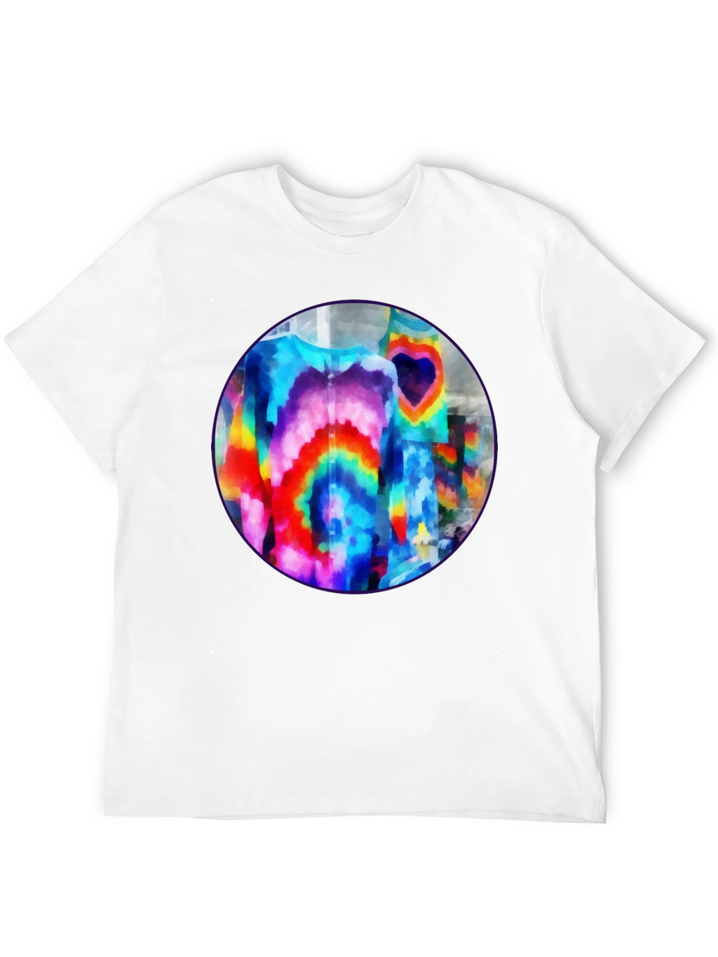 Vibrant Tie-Dye Graphic Tee - Bold Black Cotton T-Shirt