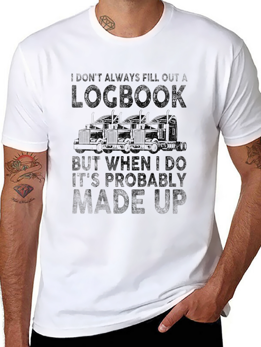 Funny Trucker Logbook T-Shirt - Made Up Log