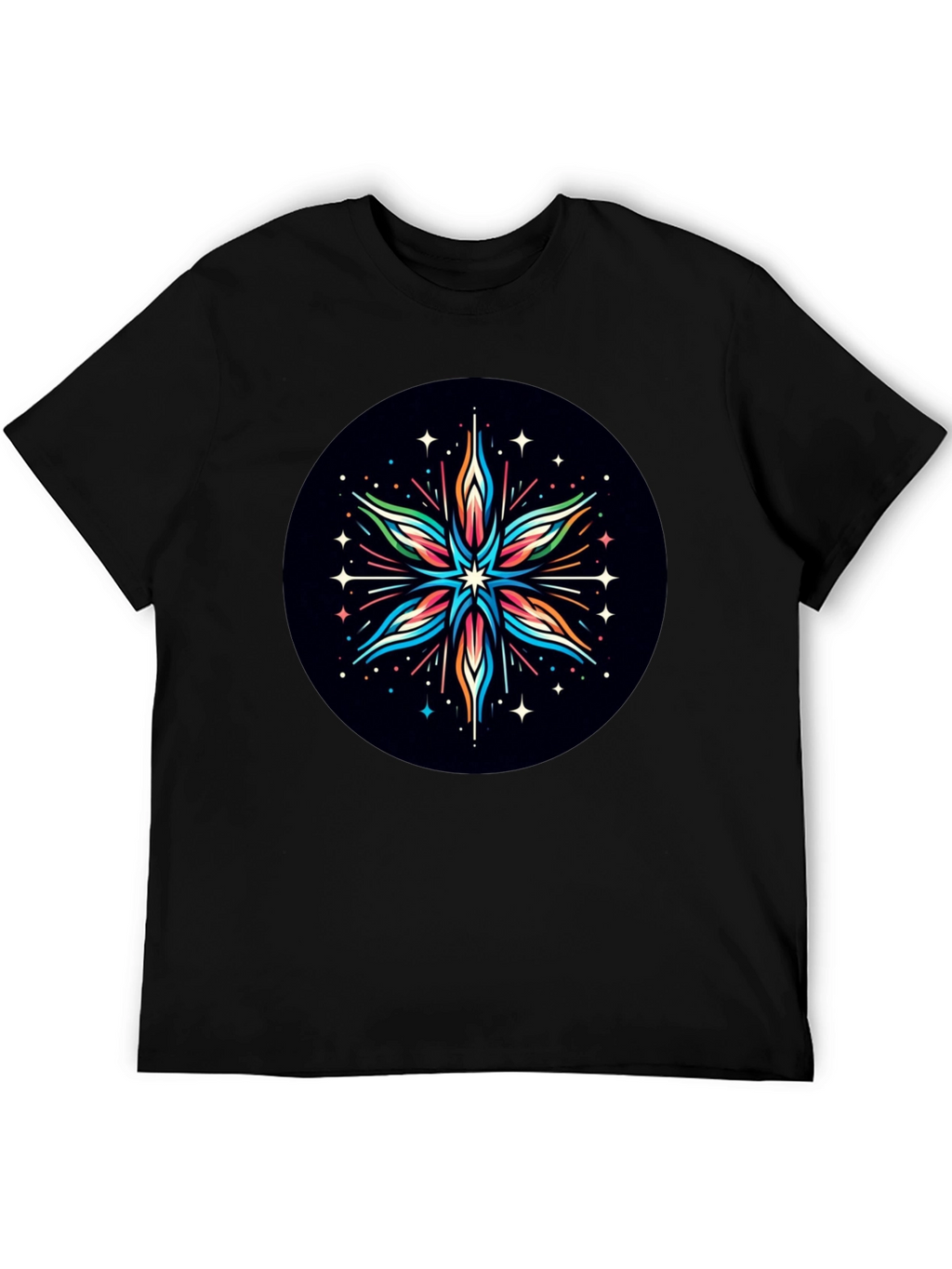Abstract Star Graphic Tee - Black