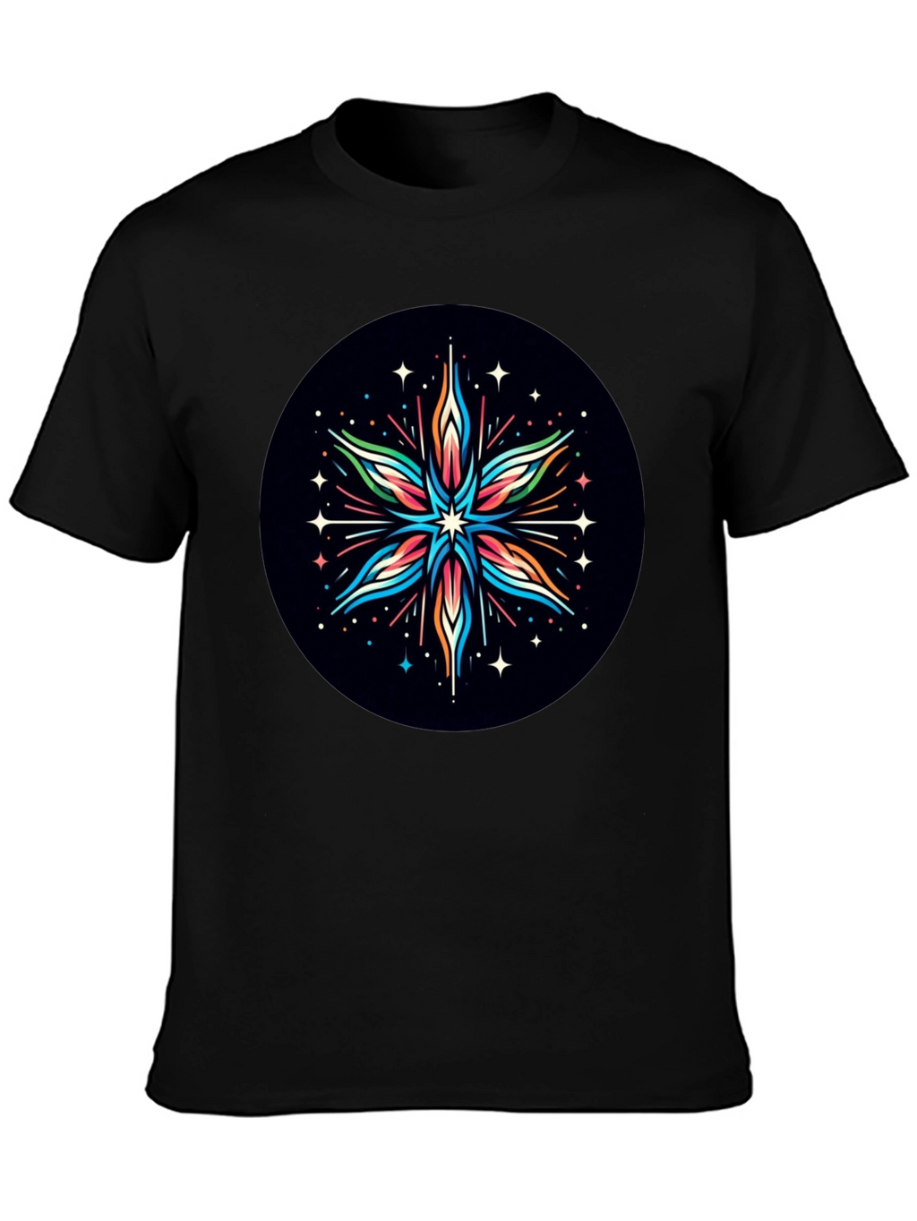 Abstract Star Graphic Tee - Black