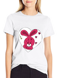 Bunny Heart Graphic Tee - Valentines Day Gift