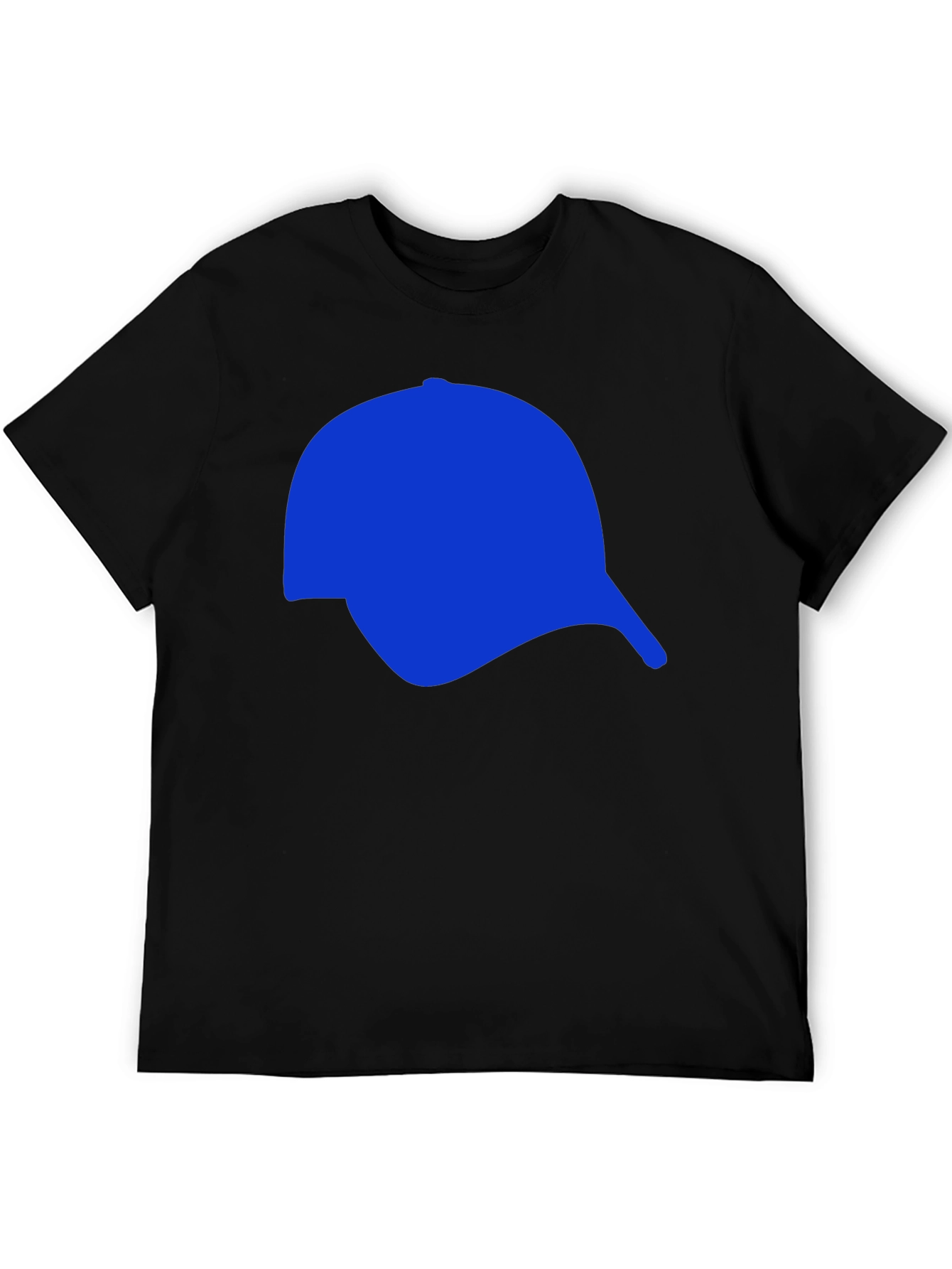 Mens Black T-Shirt with Blue Cap Graphic