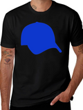 Mens Black T-Shirt with Blue Cap Graphic
