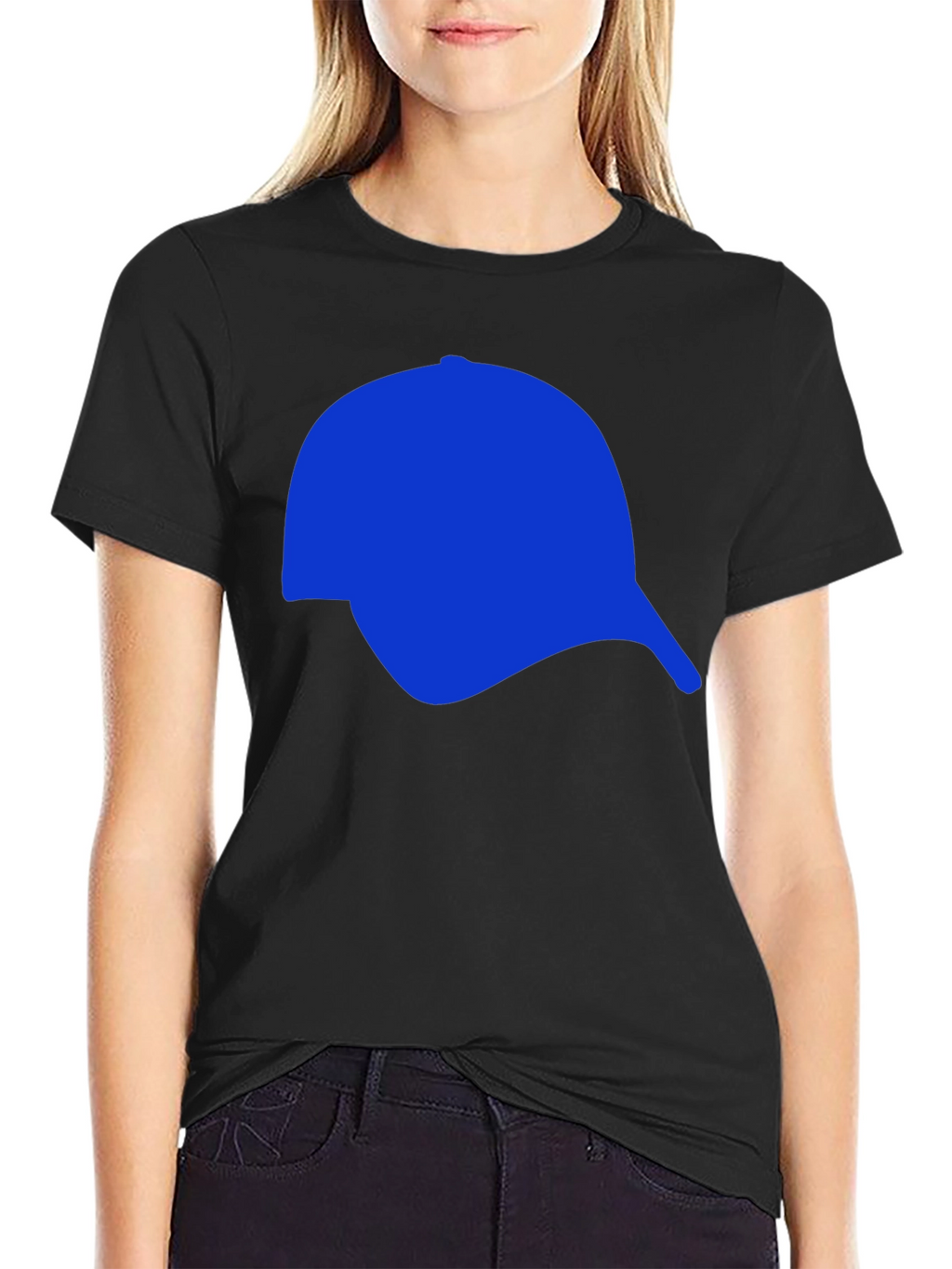Mens Black T-Shirt with Blue Cap Graphic