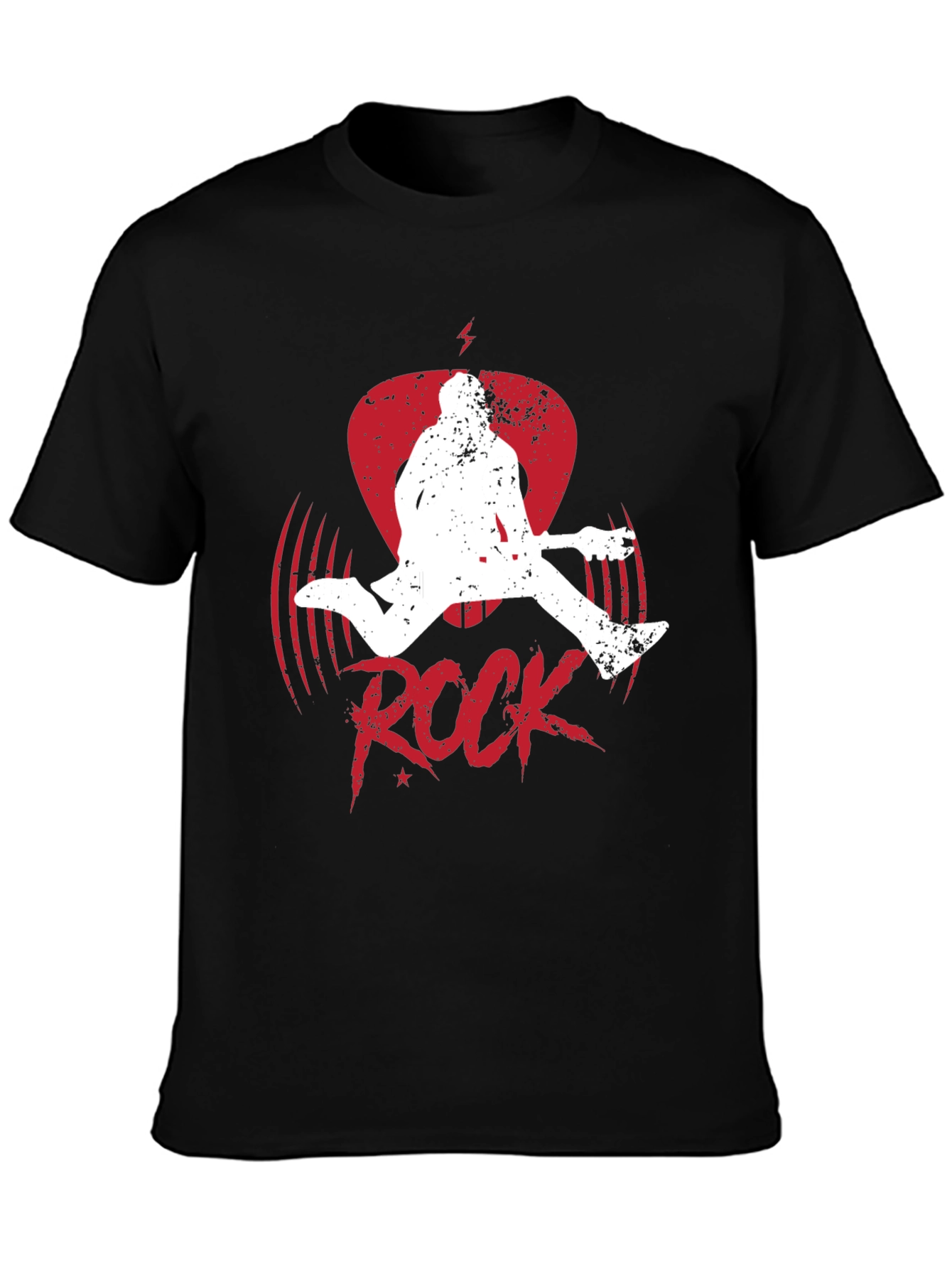Rock Guitar Player Graphic Tee - Black Cotton