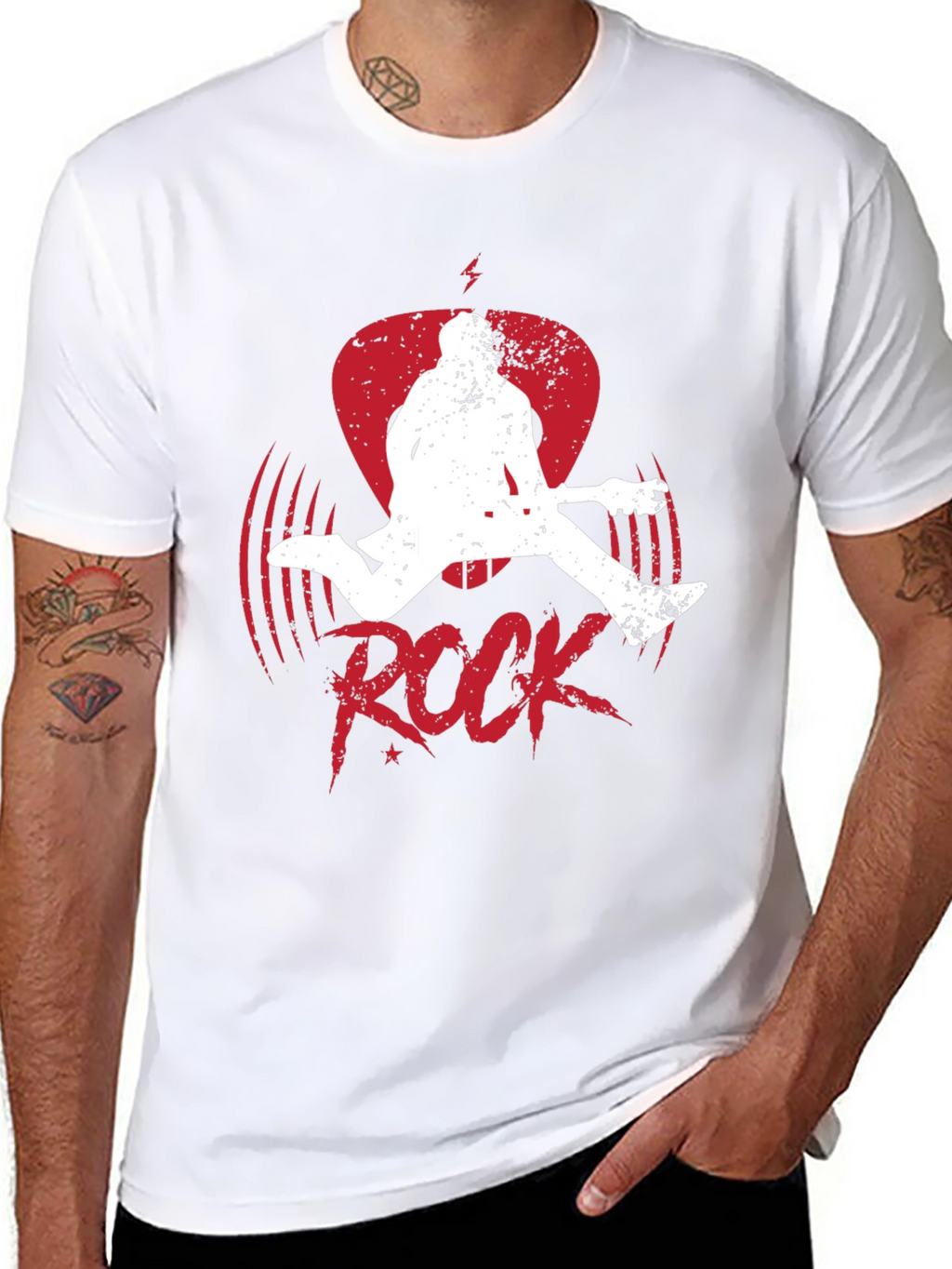 Rock Guitar Player Graphic Tee - Black Cotton