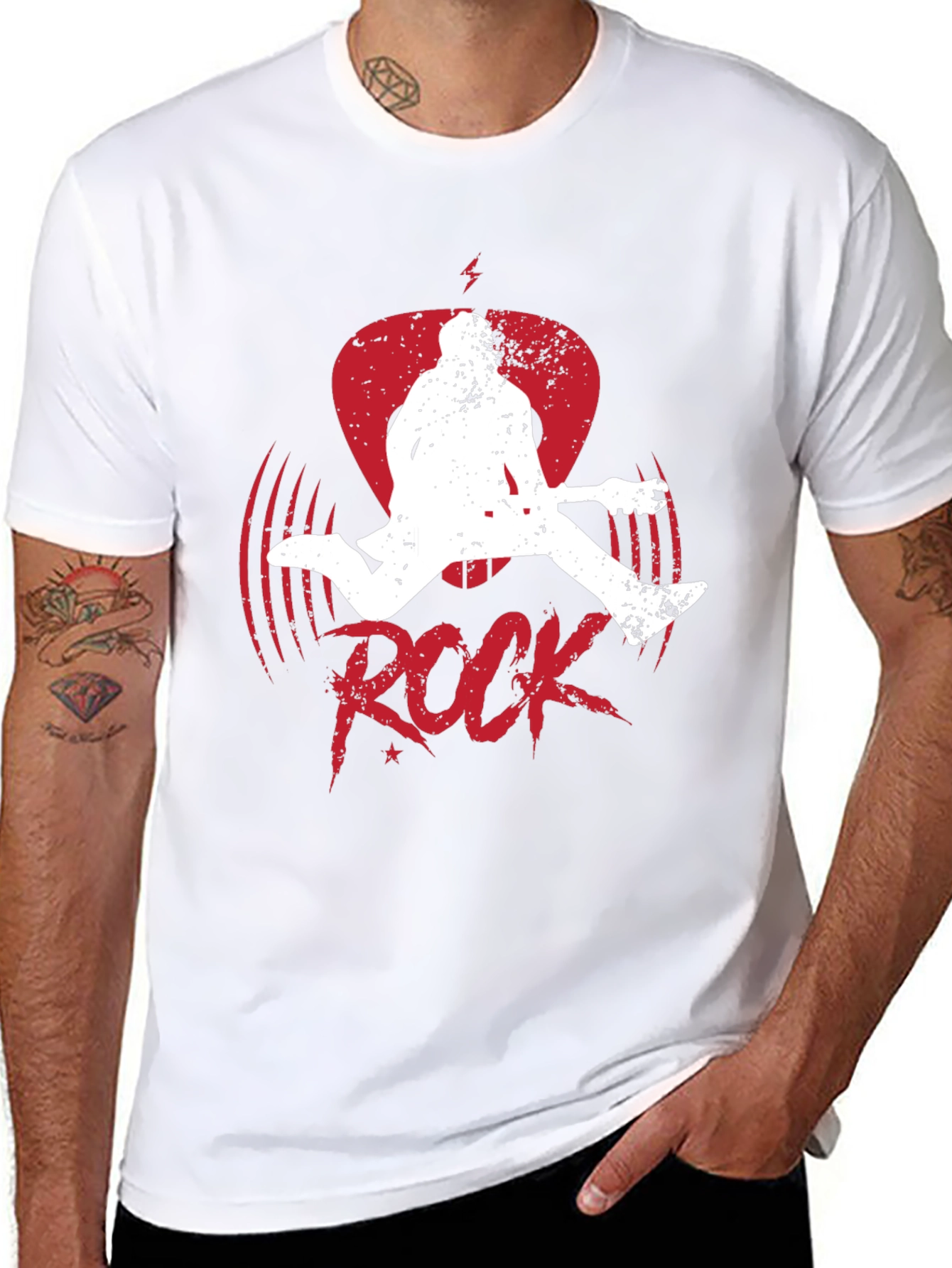 Rock Guitar Player Graphic Tee - Black Cotton