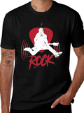 Rock Guitar Player Graphic Tee - Black Cotton