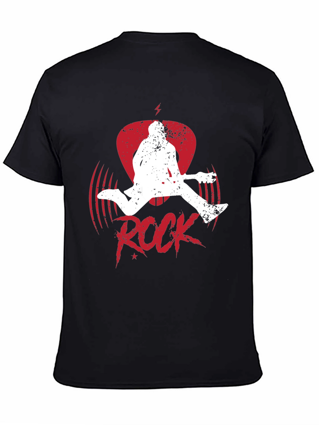 Rock Guitar Player Graphic Tee - Black Cotton