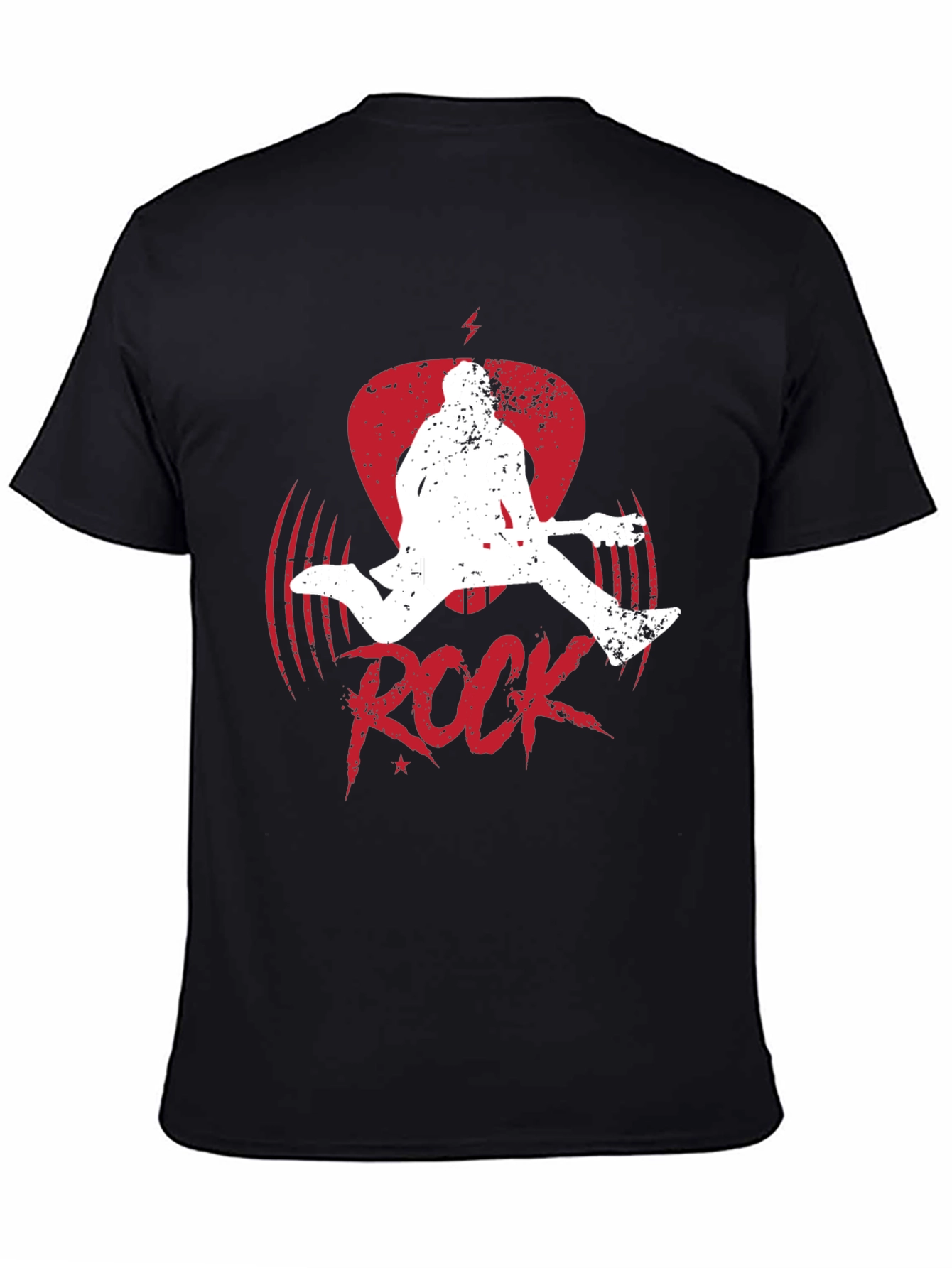 Rock Guitar Player Graphic Tee - Black Cotton