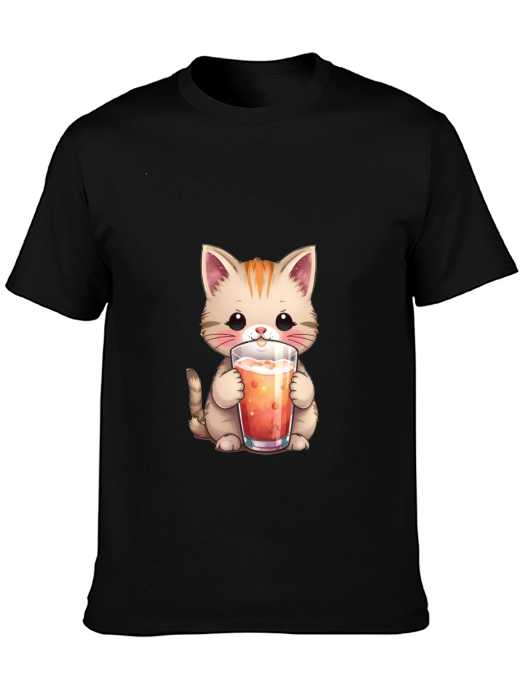 Cute Cat Drinking Juice T-Shirt