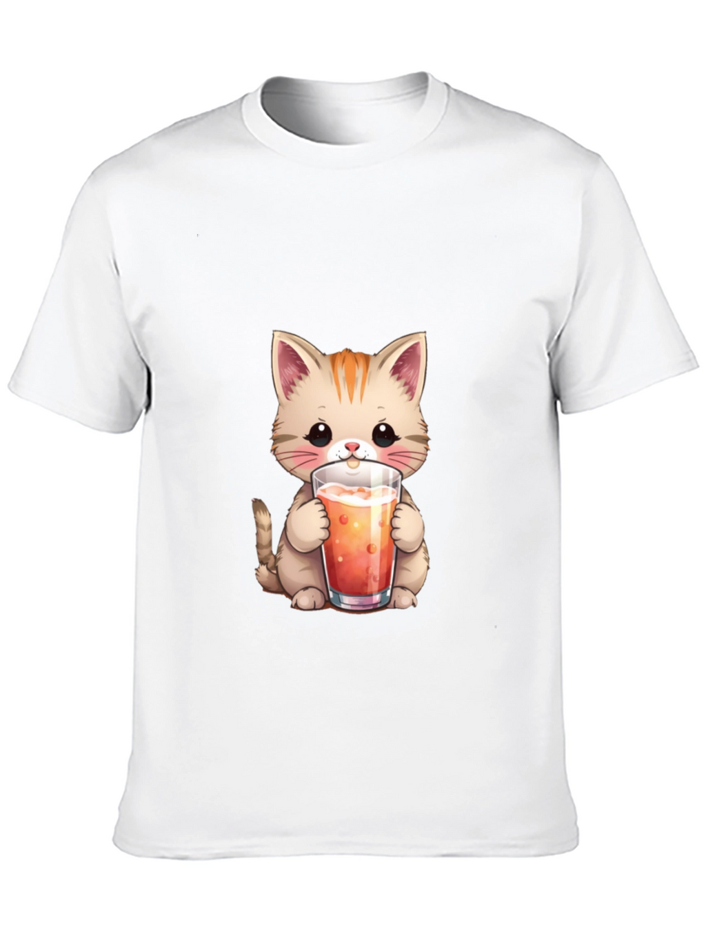 Cute Cat Drinking Juice T-Shirt