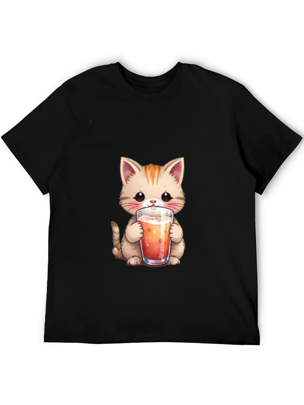 Cute Cat Drinking Juice T-Shirt