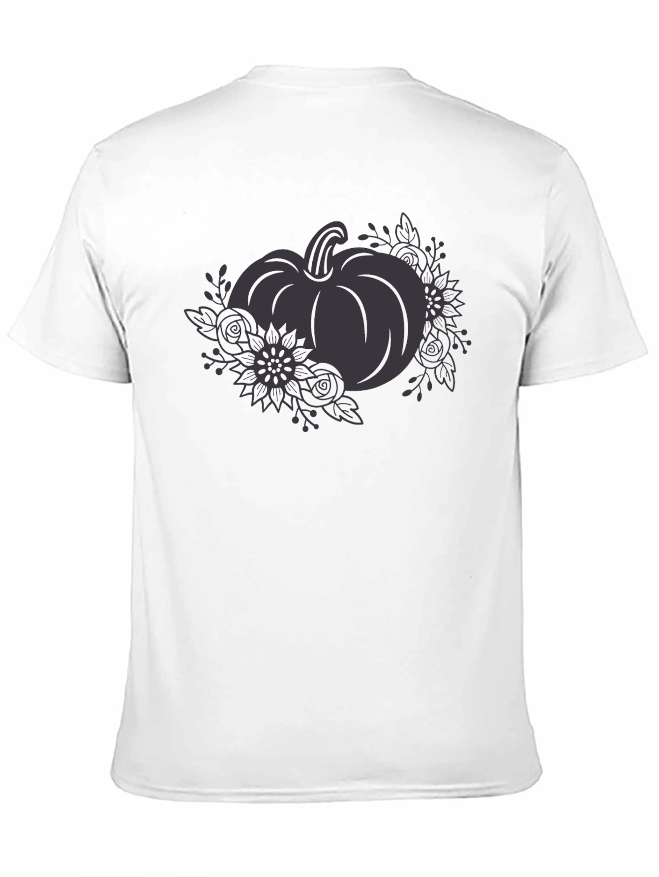 Floral Pumpkin Graphic Tee - Black Cotton
